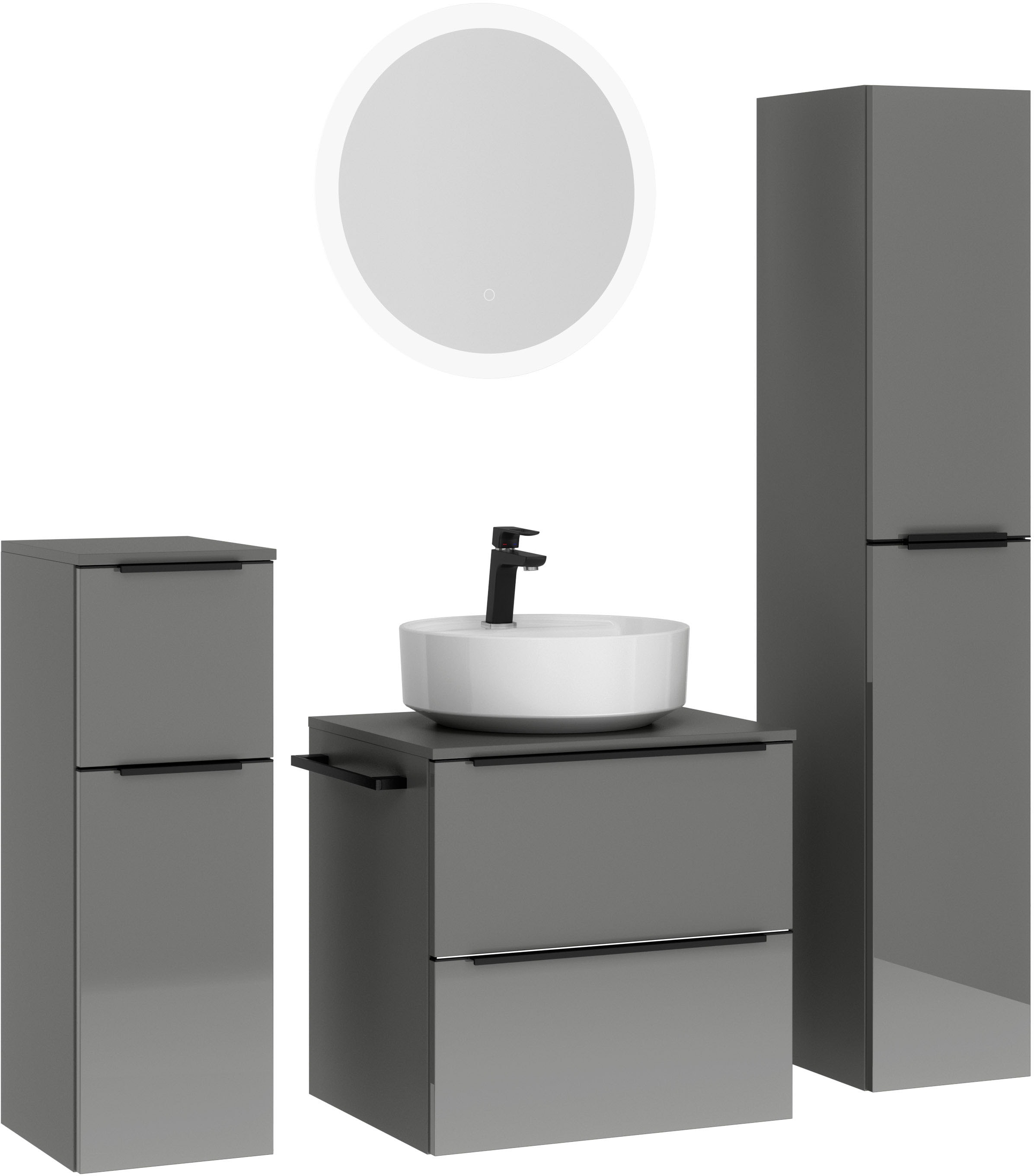 nobilia Badmöbel-Set "Alvene", (4 St., vormontiert, mit Soft-Close), Hochgl günstig online kaufen