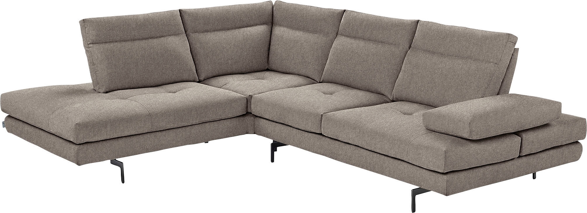 CALIA ITALIA Ecksofa "Toby Wing, B/T: 288/232 cm, Designsofa mit sensationellem Sitzkomfort" L-Form, Sitztiefenverstellung, funktionale Ecke, Füße in schwarz matt
