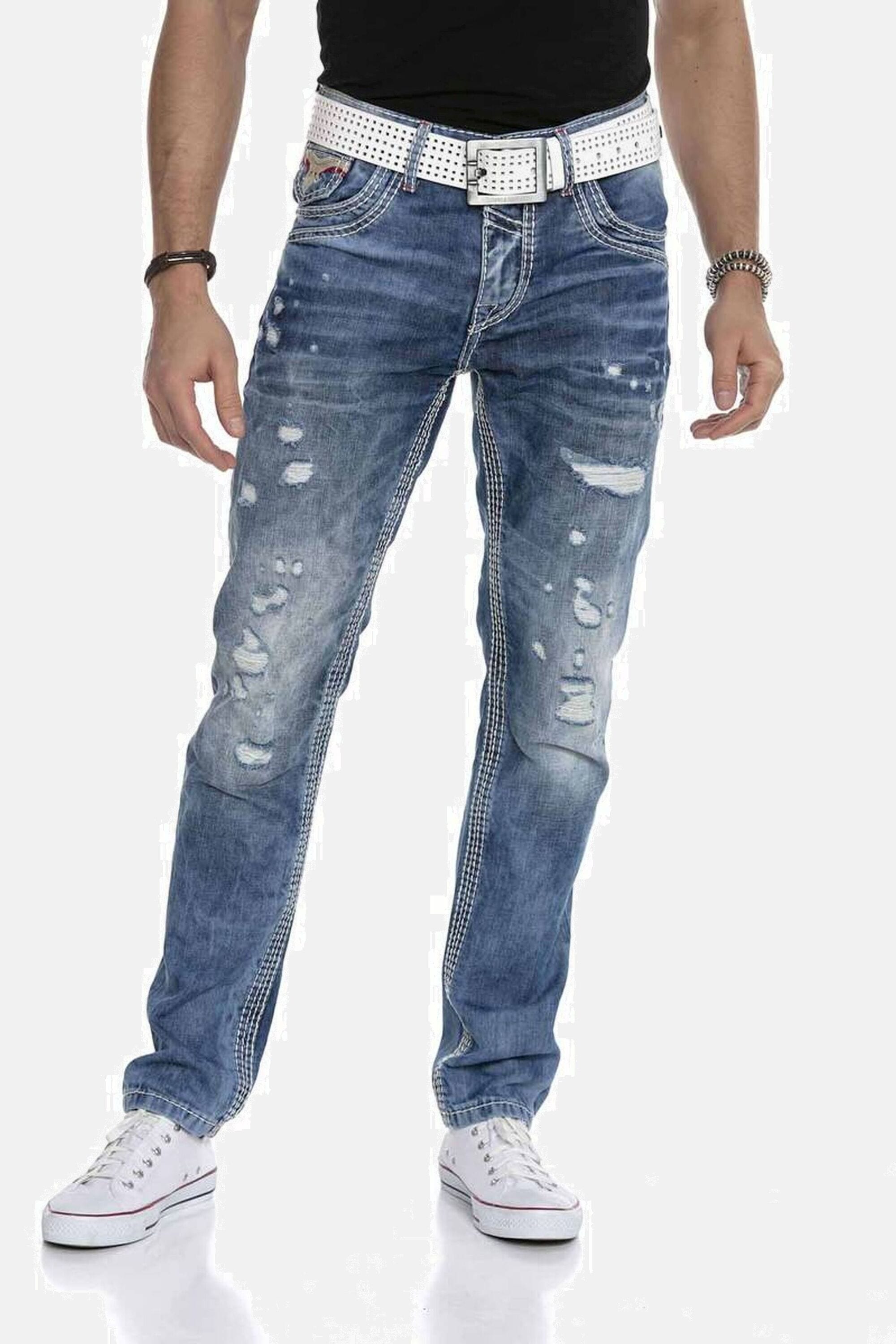 Cipo & Baxx 5-Pocket-Jeans »Jeans«, bequeme Jeans im lässigen Destroyed-Look, CD651