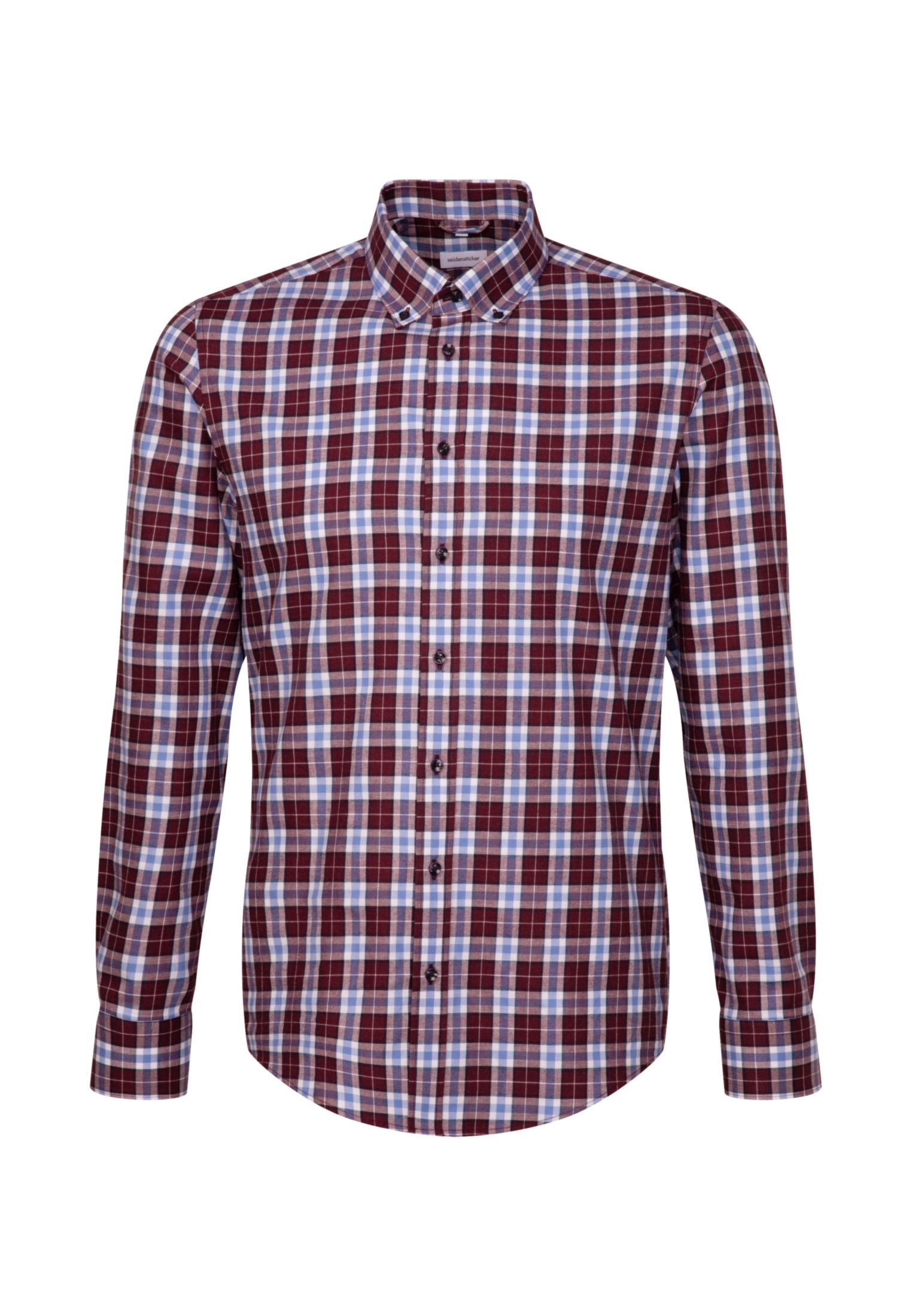 seidensticker Flanellhemd »Slim«, Slim Langarm Button-Down-Kragen Karo