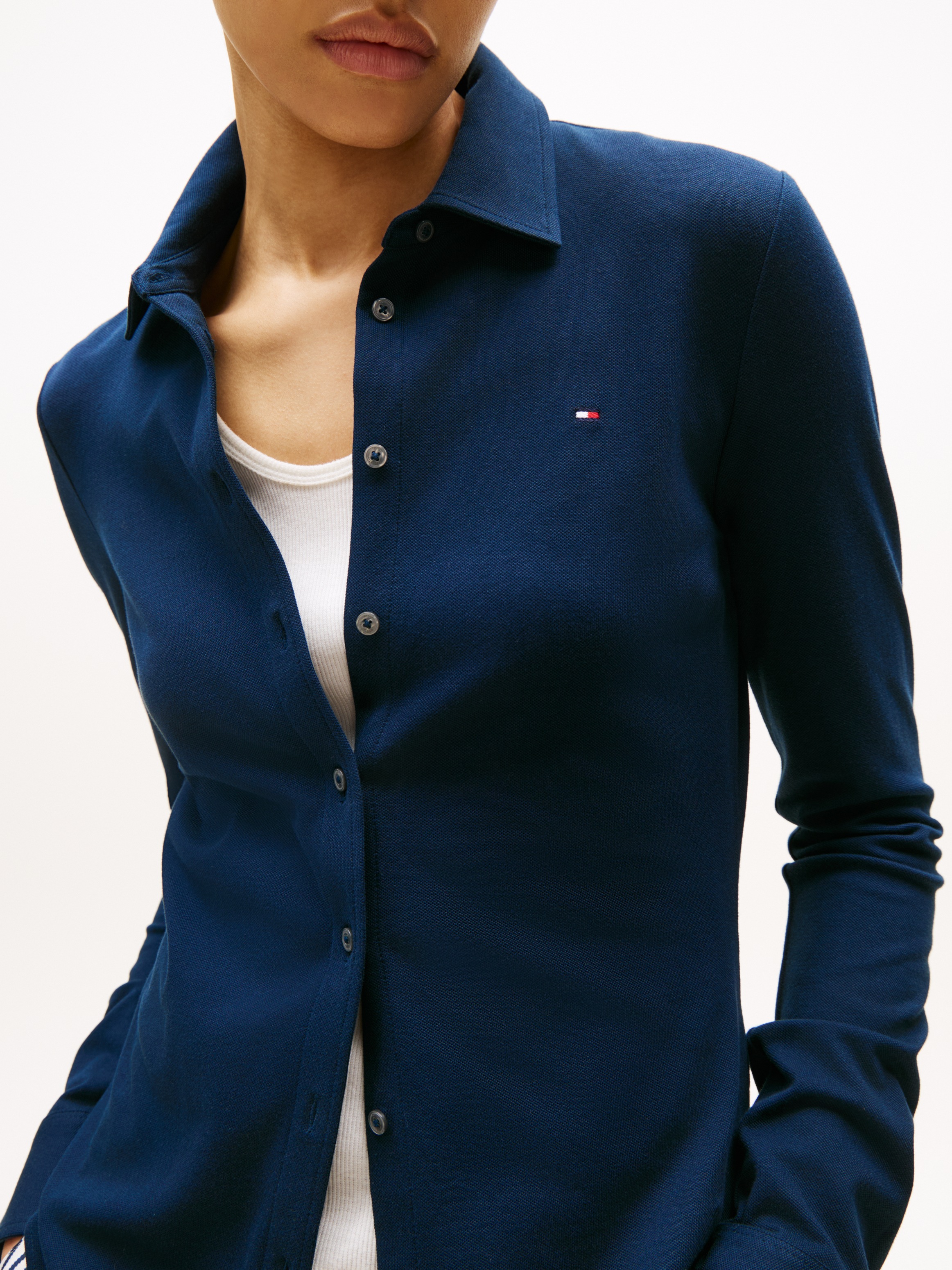 Tommy Hilfiger Langarmbluse "SLIM PIQUE" Baumwollmischung, slim fit günstig online kaufen