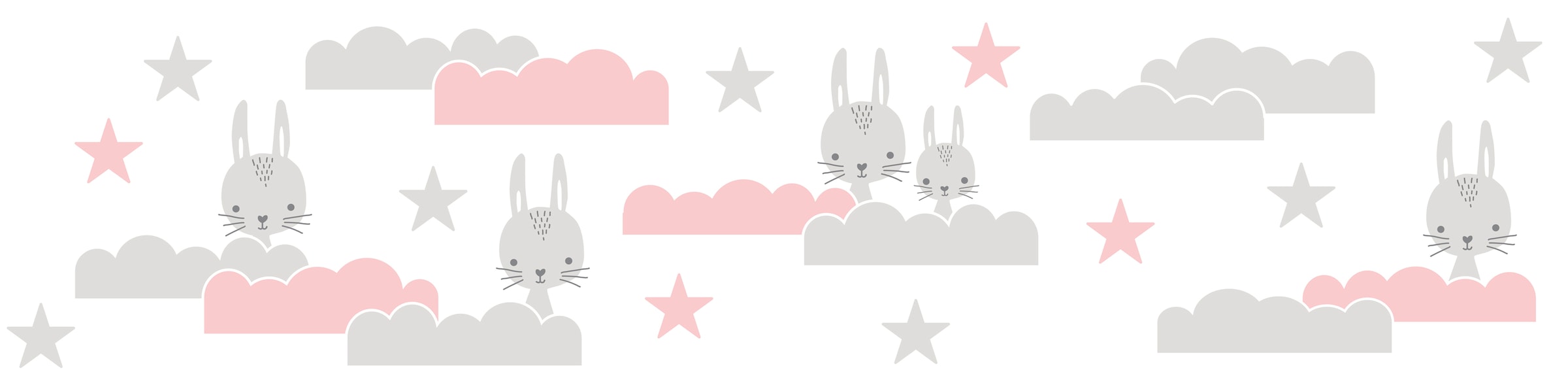 Bordüre »Dreamy Bunny«, Kinderzimmertapete Tapete Rosa Grau Weiß für Baby- und...
