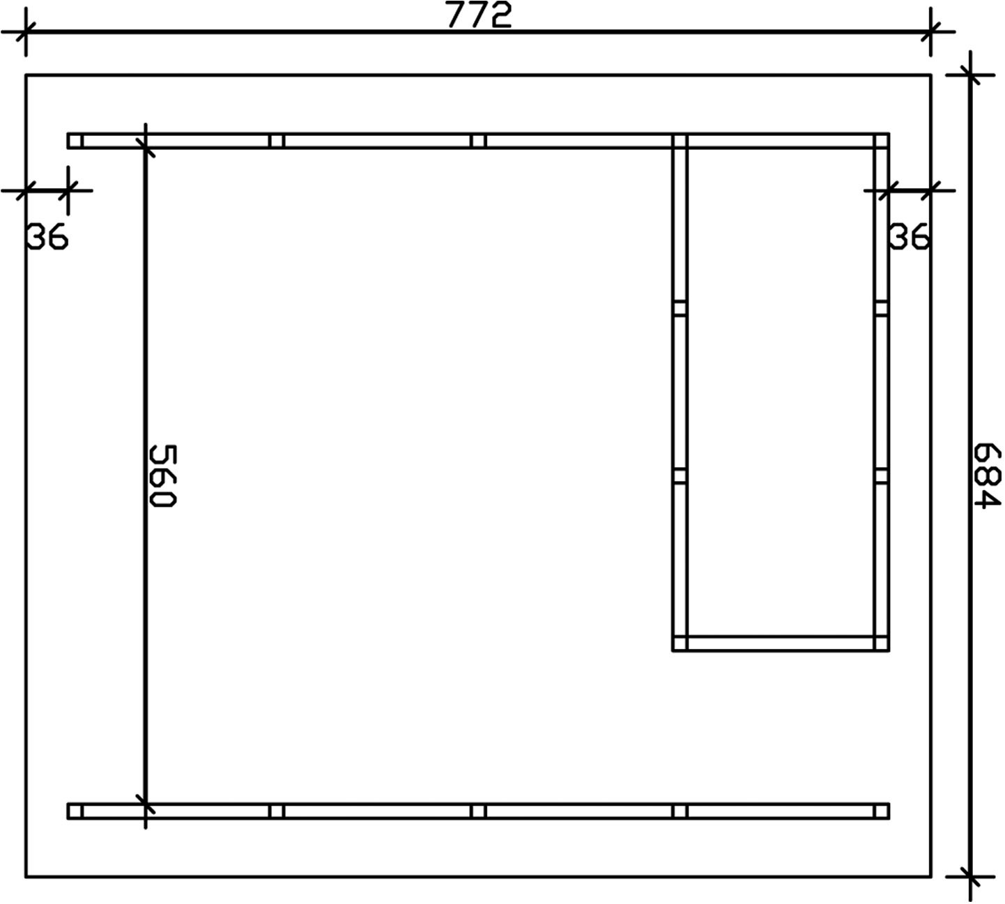 Skanholz Doppelcarport »Schwarzwald«, 560 cm, Eiche hell, mit Dachlattung