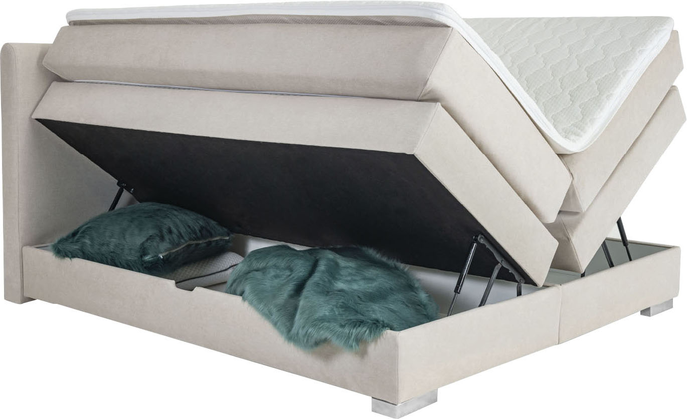 Thumbnail - Home affaire Boxspringbett "Juliste inkl. Bettkasten und PUR-Schaum-Topper" erhältlich in den Breite 160, 180 & 200cm