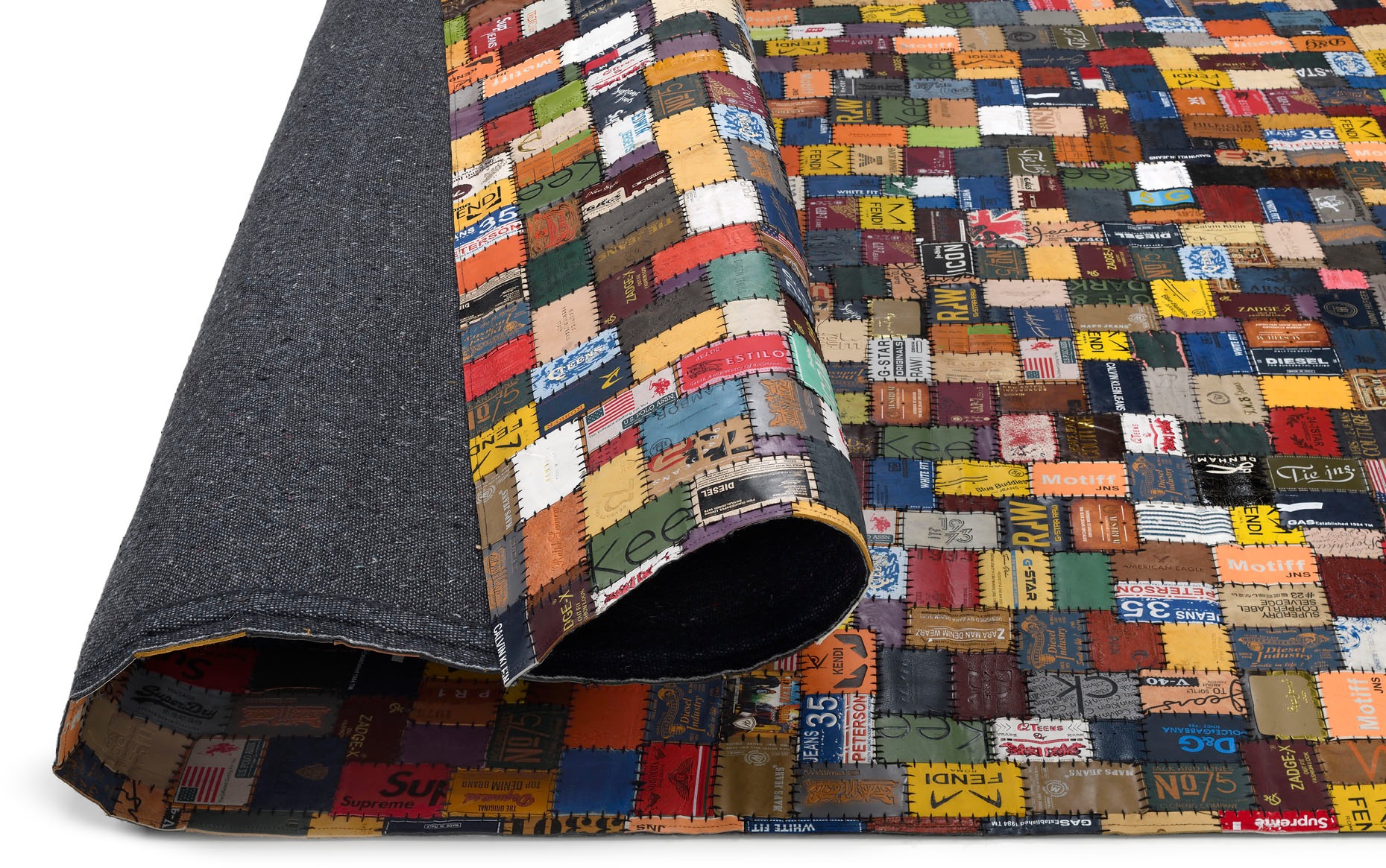 OCI Die Teppichmarke Labelstar Leather Rug Multicolor 90x160cm 3