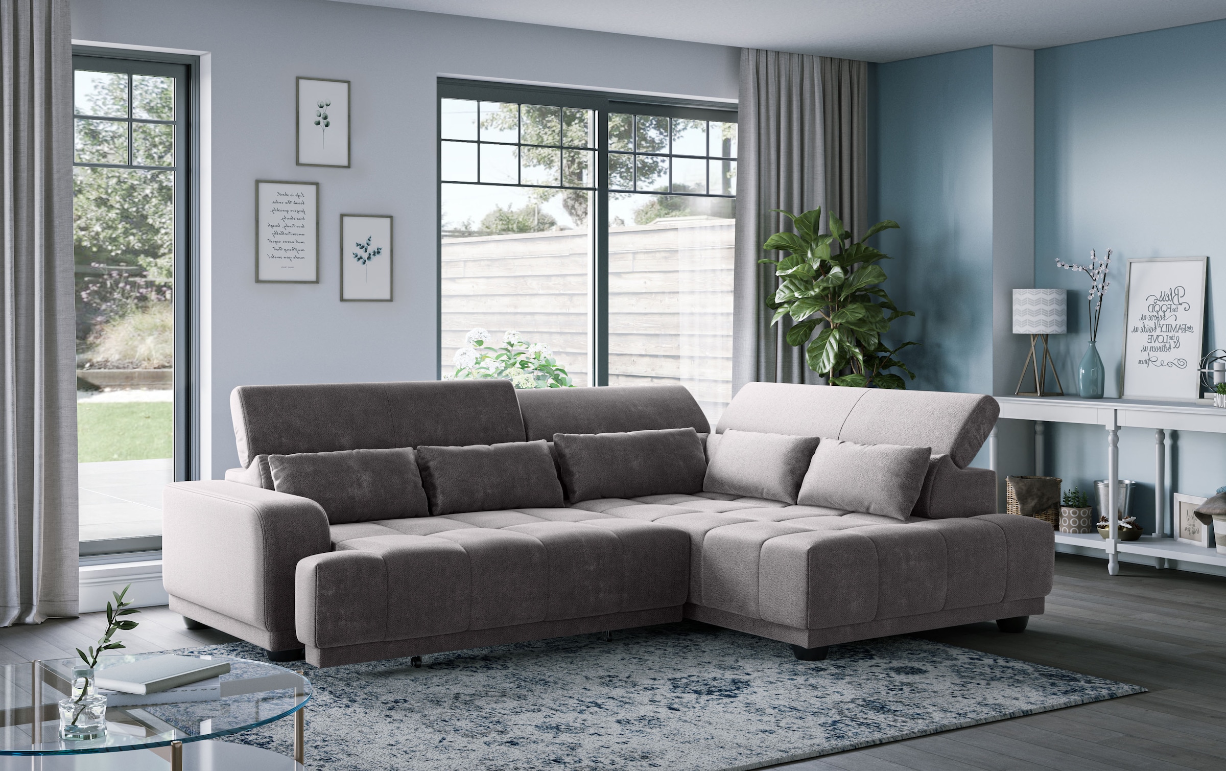 OTTO home Ecksofa "Jade L Form, Breite: 270 cm, mit Kopfteilverstellung & Nierenkissen" optional elektr. Sitztiefenverstellung