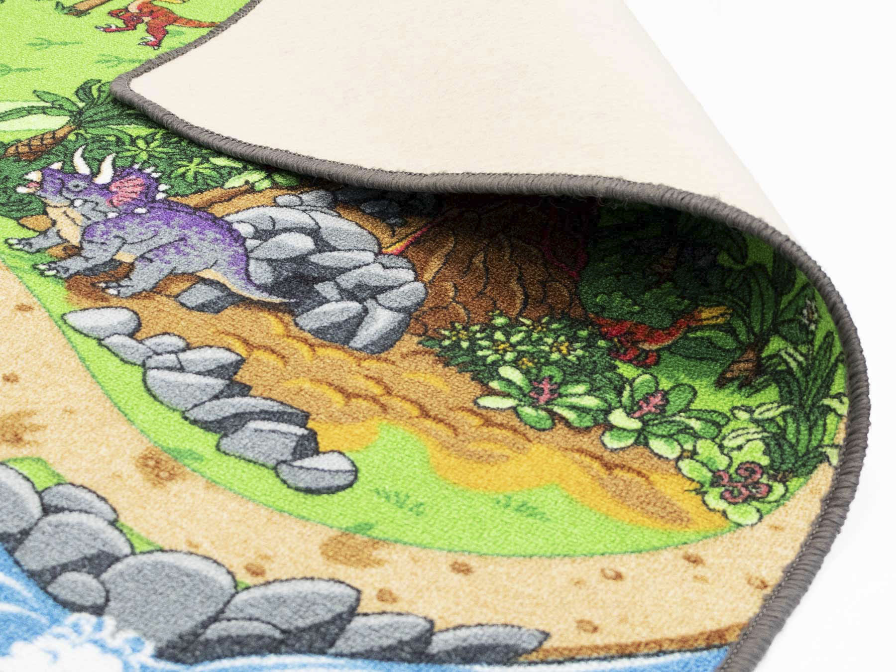 Thumbnail - Primaflor-Ideen in Textil Kinderteppich "DINO, Made in Belgium", rechteckig, 6,5 mm Höhe, Straßen-Spiel-Teppich, Motiv D...