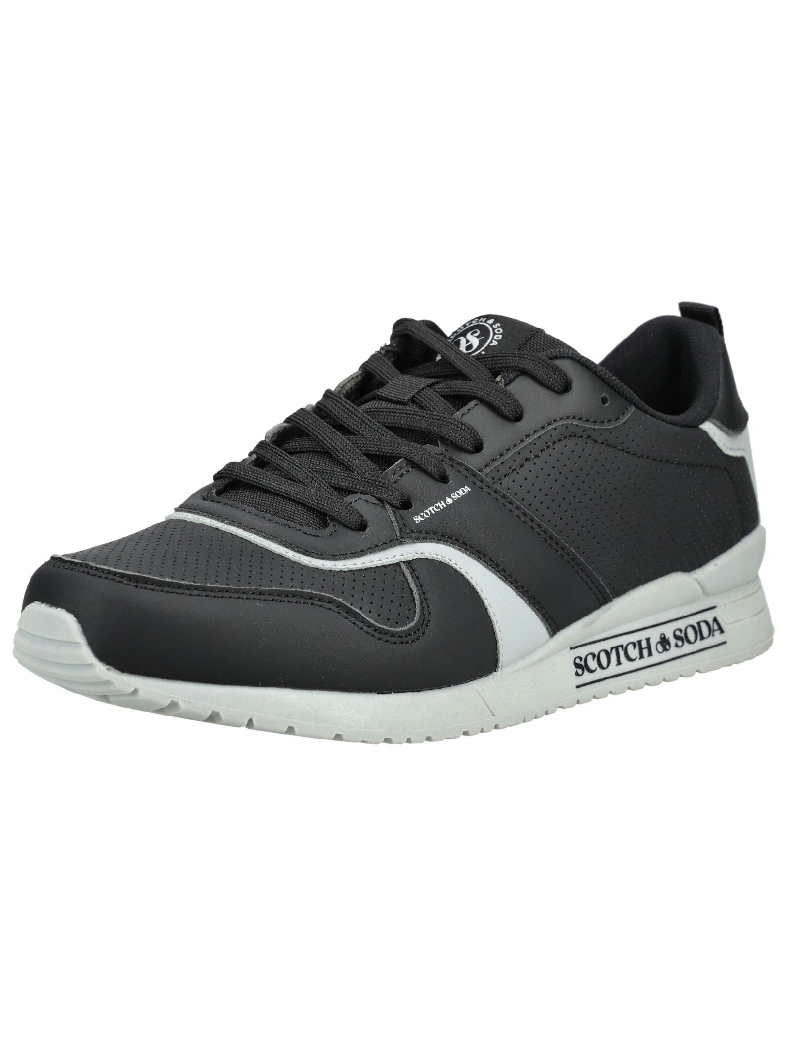 Sneaker SCOTCH & SODA "Scotch & Soda Sneaker Lederimitat", Herren, Gr. 42, schwarz, grau, Lederimitat, Schuhe Sneaker