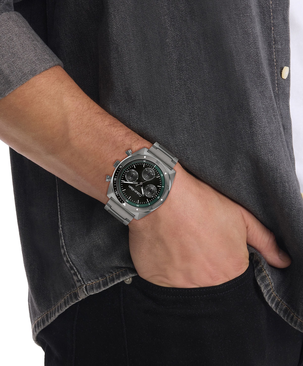 Calvin Klein Multifunktionsuhr »CK FLEX«, Armbanduhr, Quarzuhr, Herrenuhr, Tag, Wochentag, Edelstahlarmband