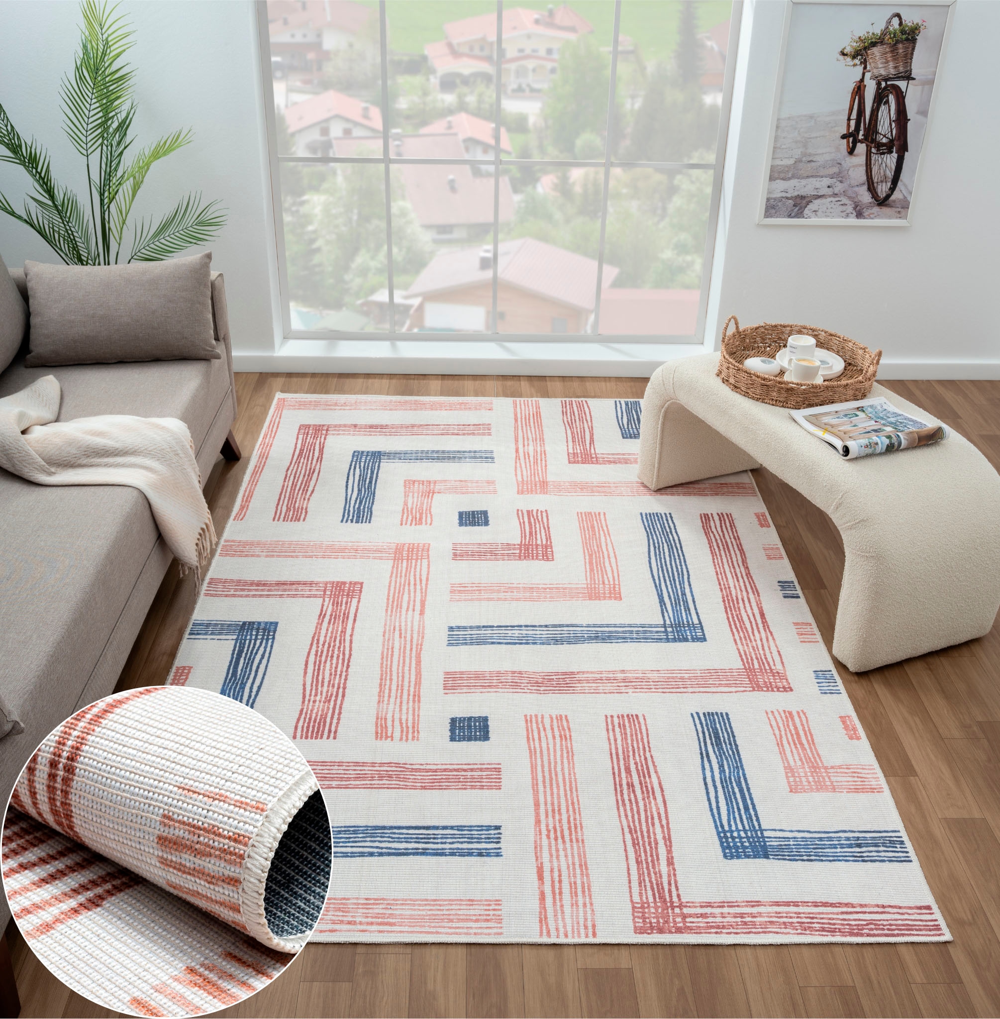 Myflair Möbel & Accessoires Outdoorteppich "Chloe, LAGERRÄUMUNG" rechteckig 10 mm Höhe bedruckt, modernes Design, In- & Outdoor geeignet, waschbar