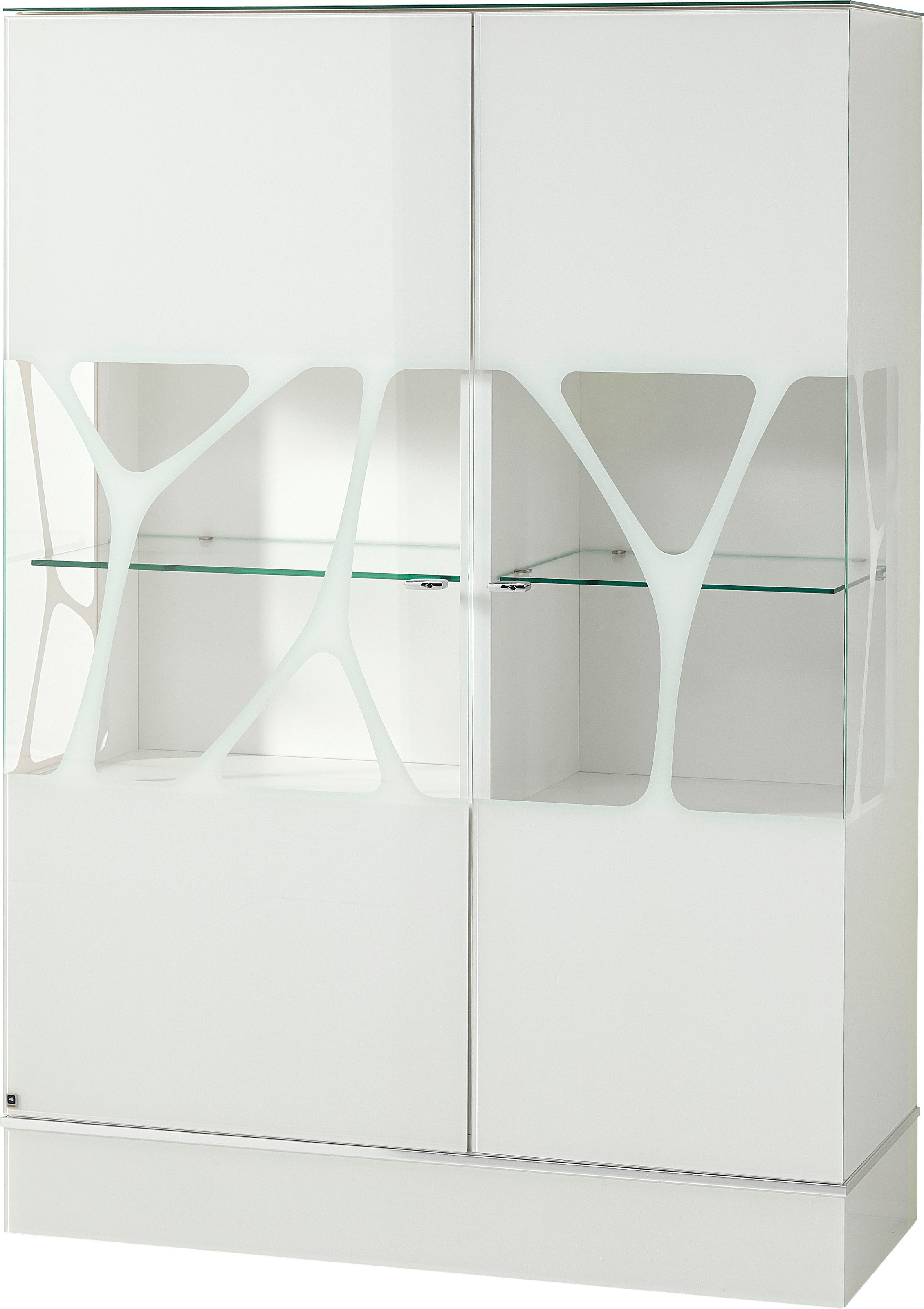 LEONARDO Highboard »Cube«, mit Sicherheitsglas und edlem MDF Holz, Höhe157 cm