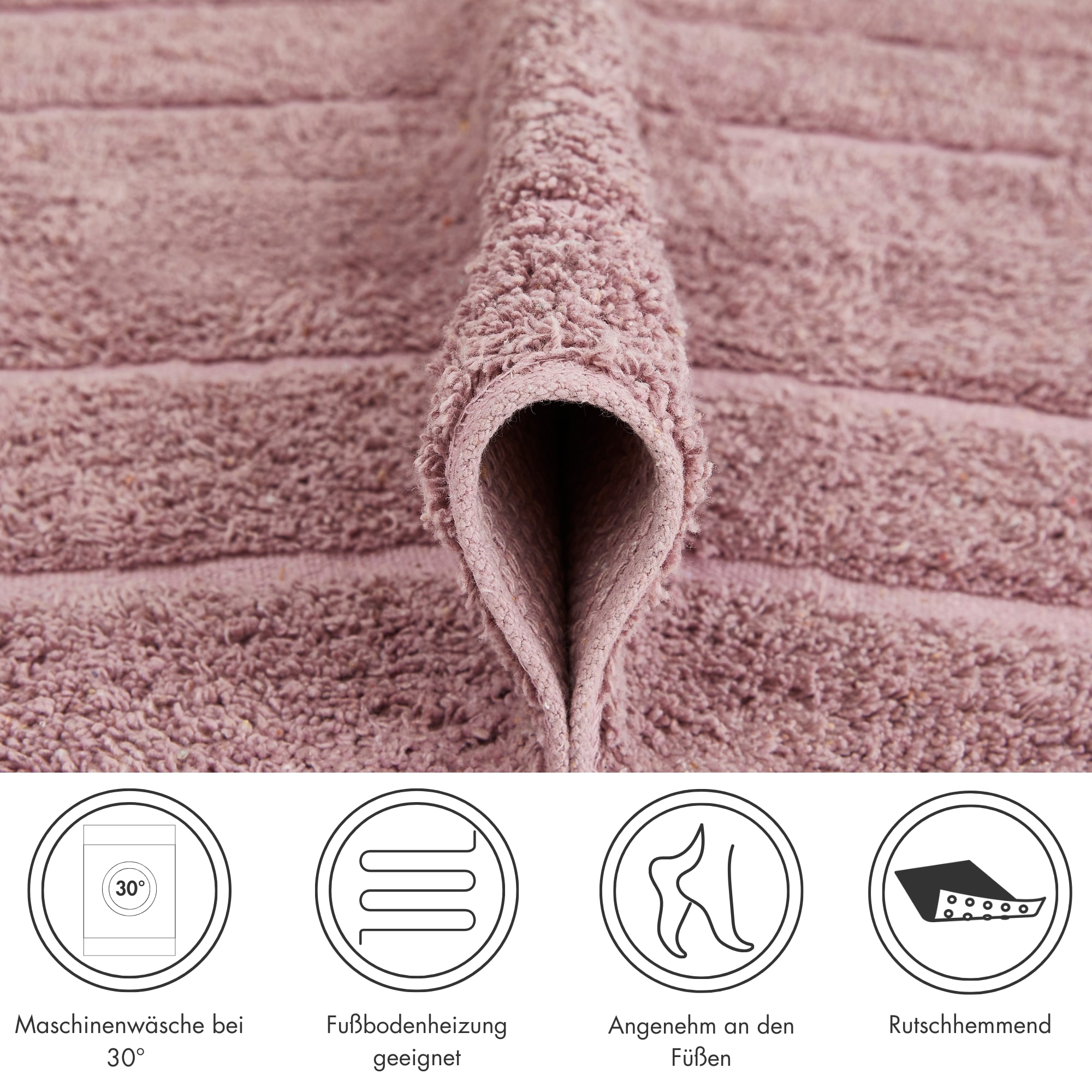 Andiamo Badematte »Havanna, 50x80 cm«, fußbodenheizungsgeeignet-schnell trocknend, Badteppich, Uni Farben, Hoch-Tief Effekt, verschiedene Designs