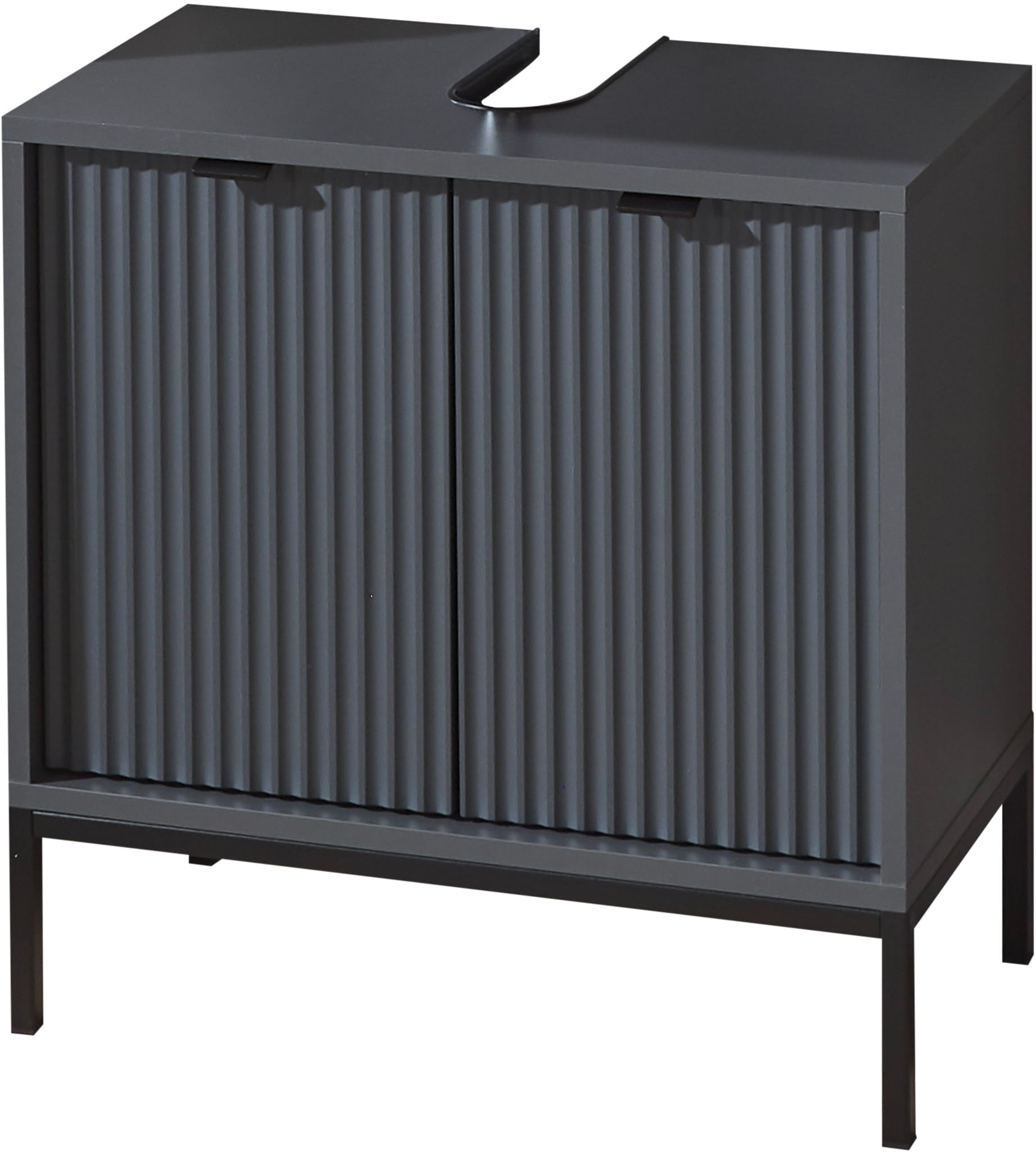 Waschbeckenunterschrank, B:60cm H:60cm T:32cm, grau, BASIC BY BALCULINA, Holzwerkstoff, Badezimmer, Schränke, "Lucera Waschbeckenunterschrank,