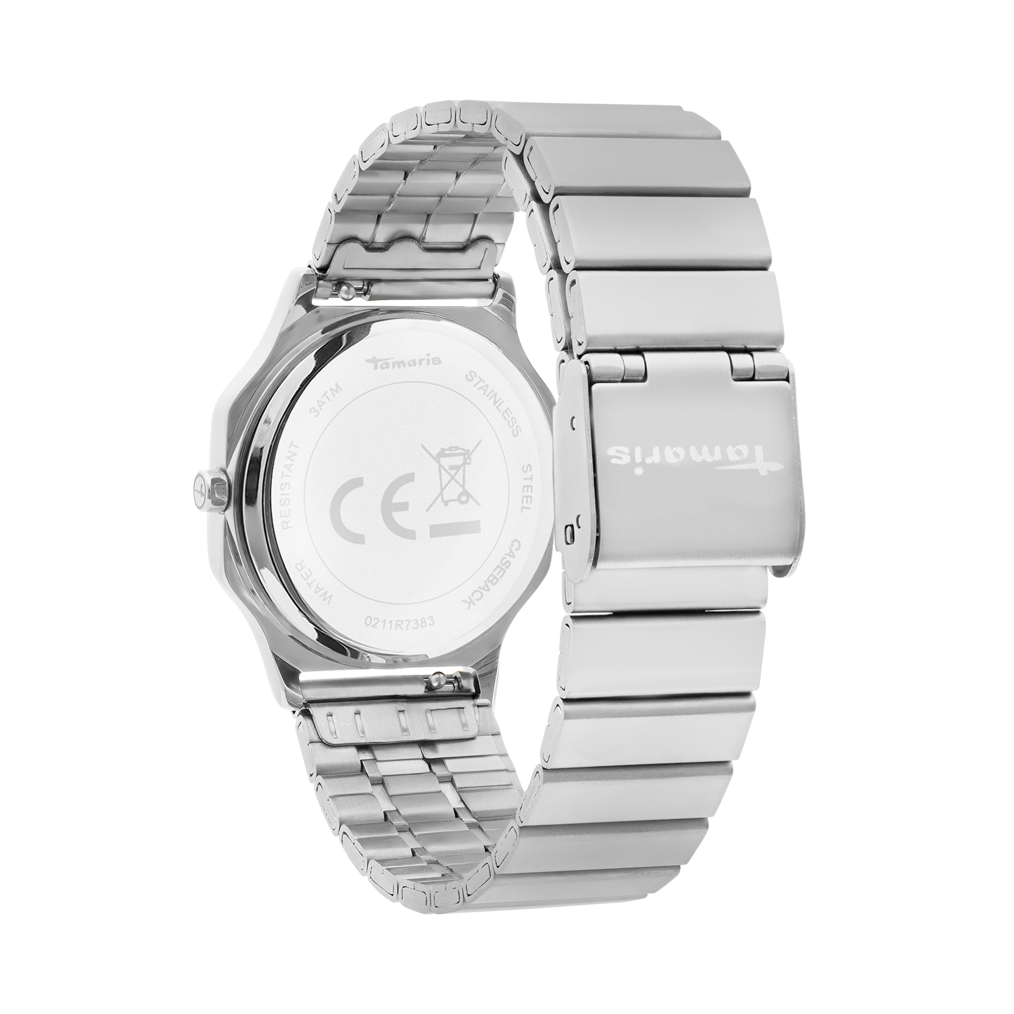 Tamaris Quarzuhr Armbanduhr, Damenuhr, Edelstahlarmband, analog, Zirkonia (synth.)