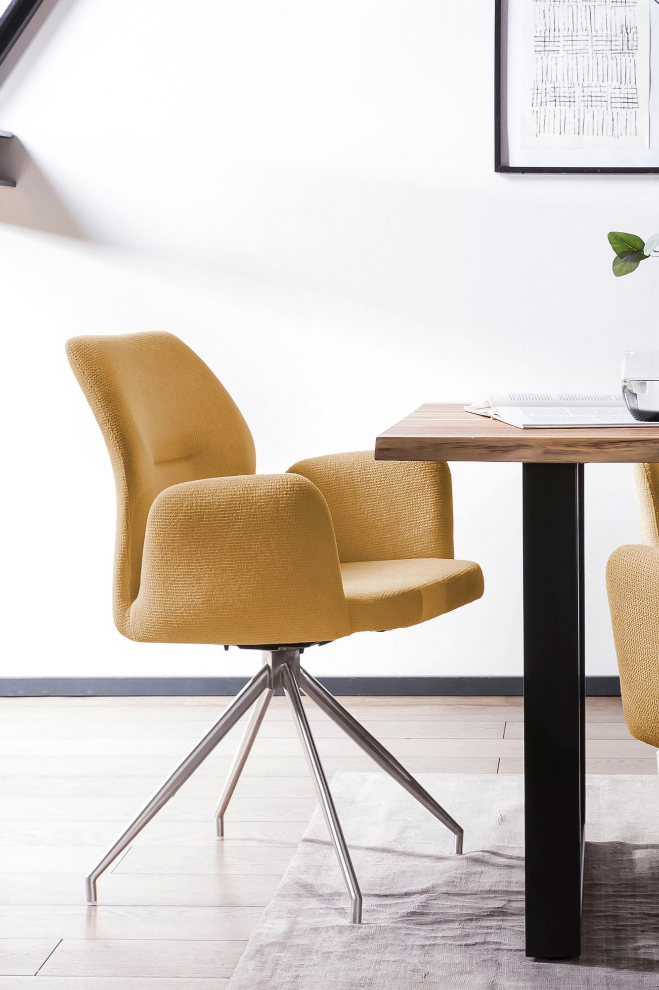 SalesFever Armlehnstuhl, 1 St., Strukturstoff, 180° Drehfunktion, Gestell  aus rostfreiem Edelstahl kaufen | BAUR