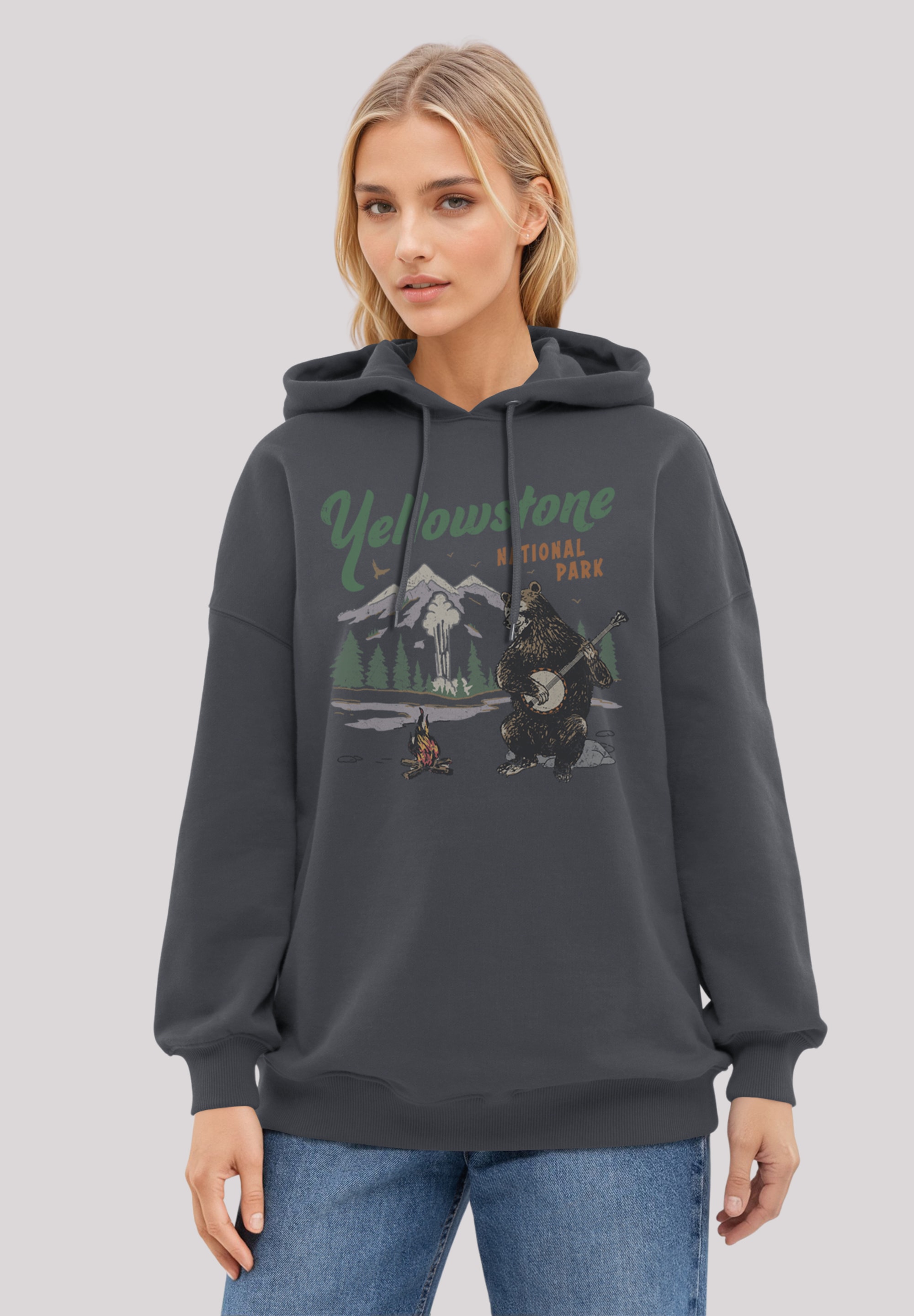 F4NT4STIC Kapuzenpullover "US National Parks Yellowstone Bear Playing Banjo günstig online kaufen