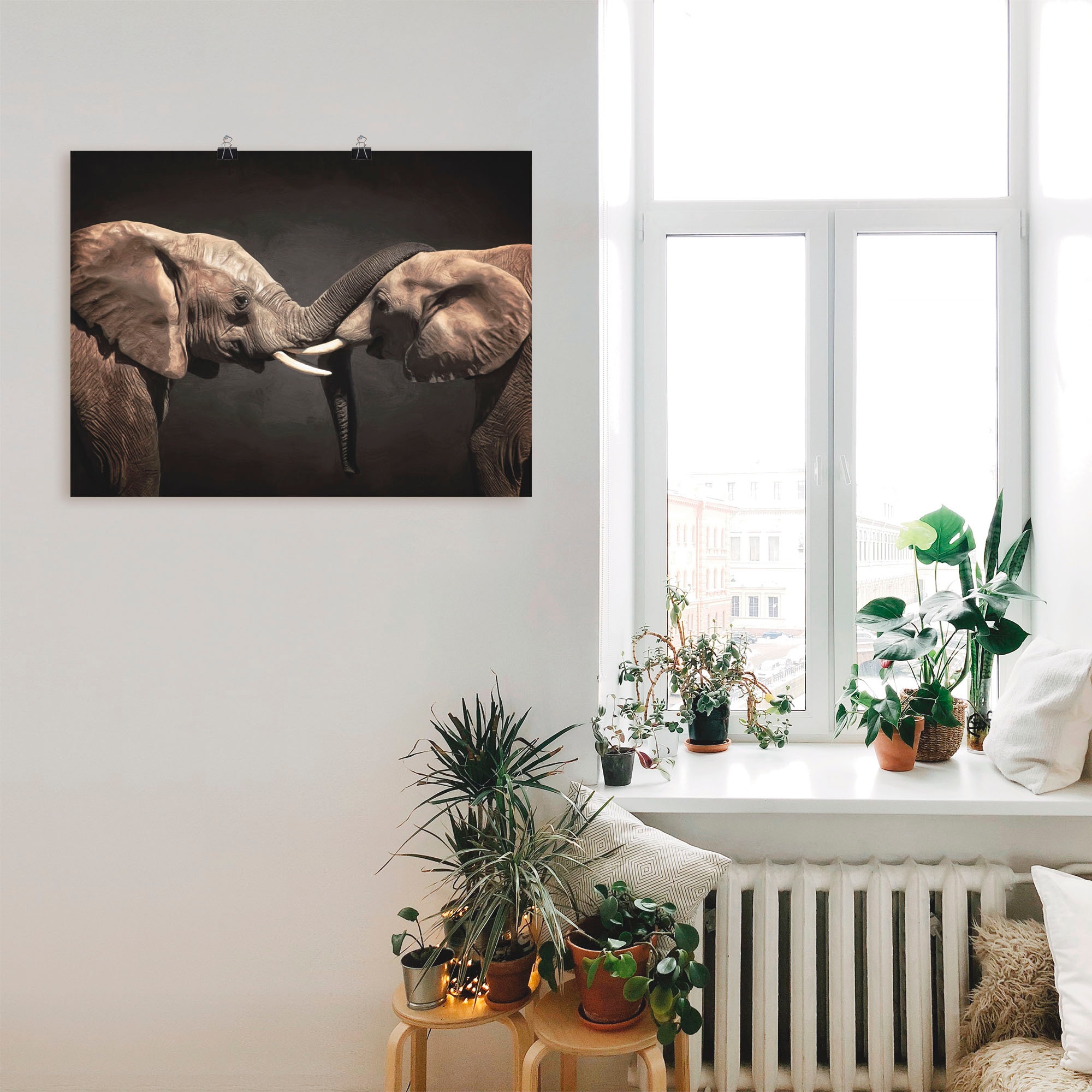 Artland Wandbild »Zwei Elefanten«, Wildtiere, (1 St.), als Leinwandbild, Poster, Wandaufkleber in verschied. Größen