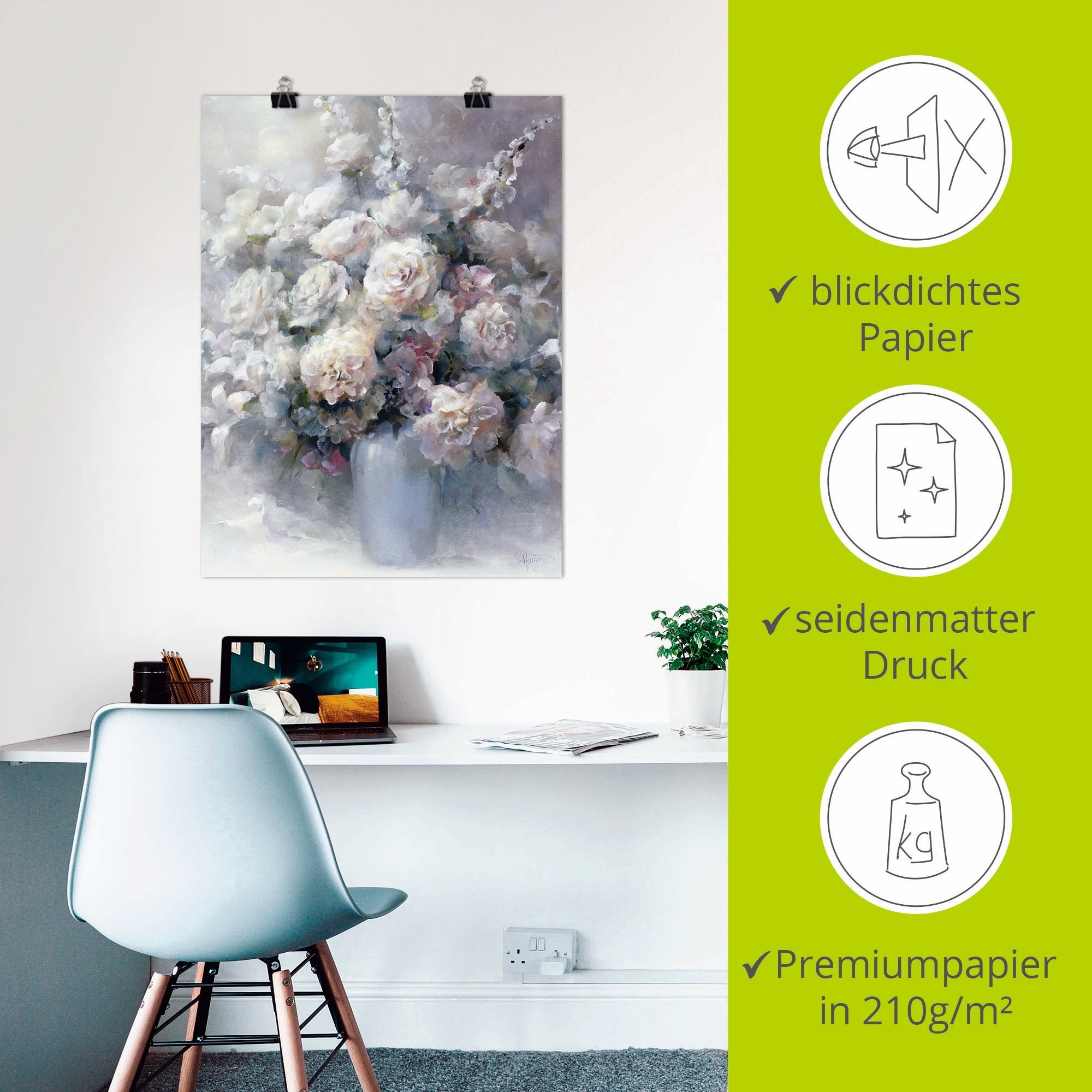 Artland Wandbild »Weißer Strauß«, Blumen, (1 St.), als Leinwandbild, Poster in verschied. Größen