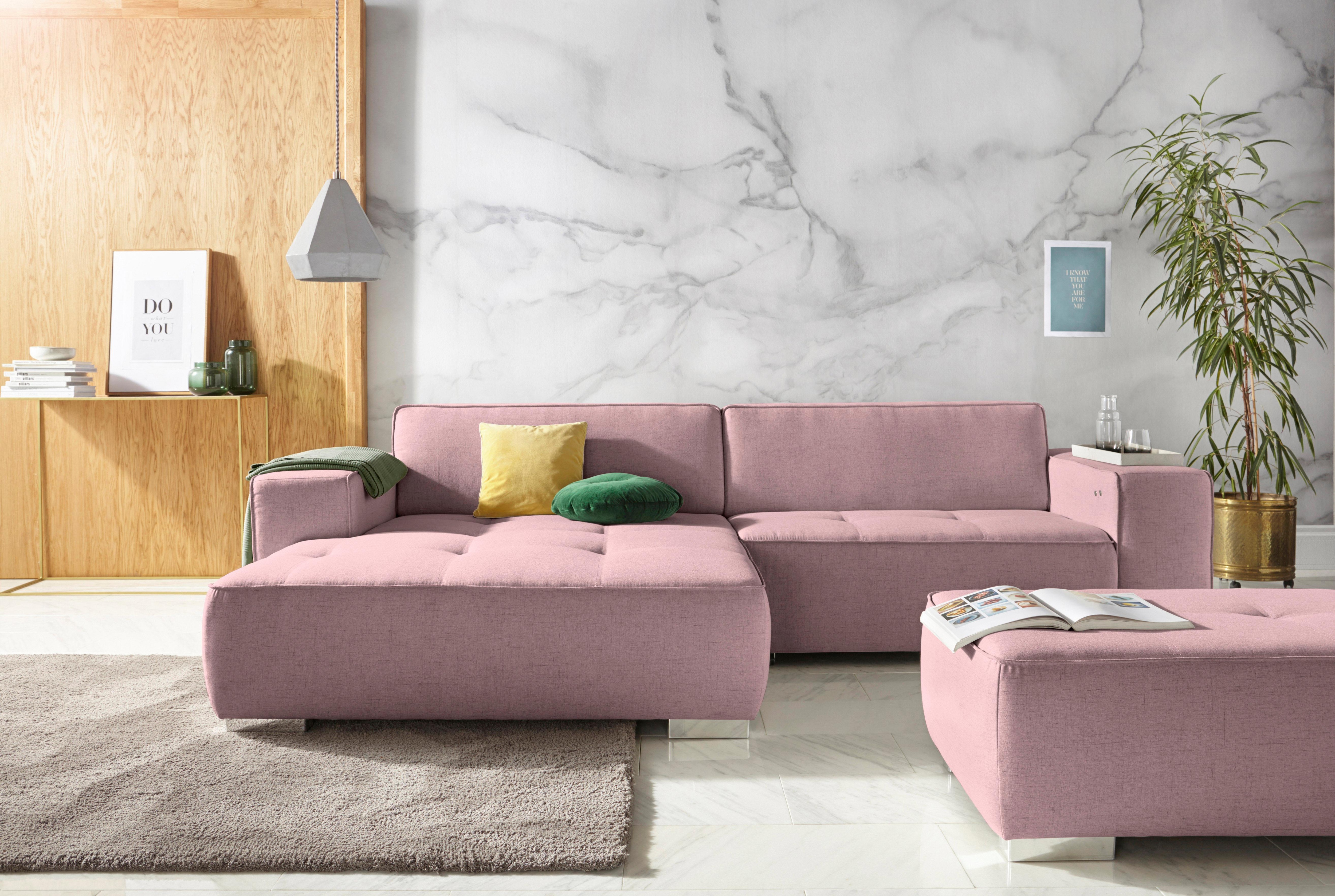 OTTO home Ecksofa "Sapporo L-Form" wahlweise Schlaffunktion oder Sitztiefenverstellung, Federkern