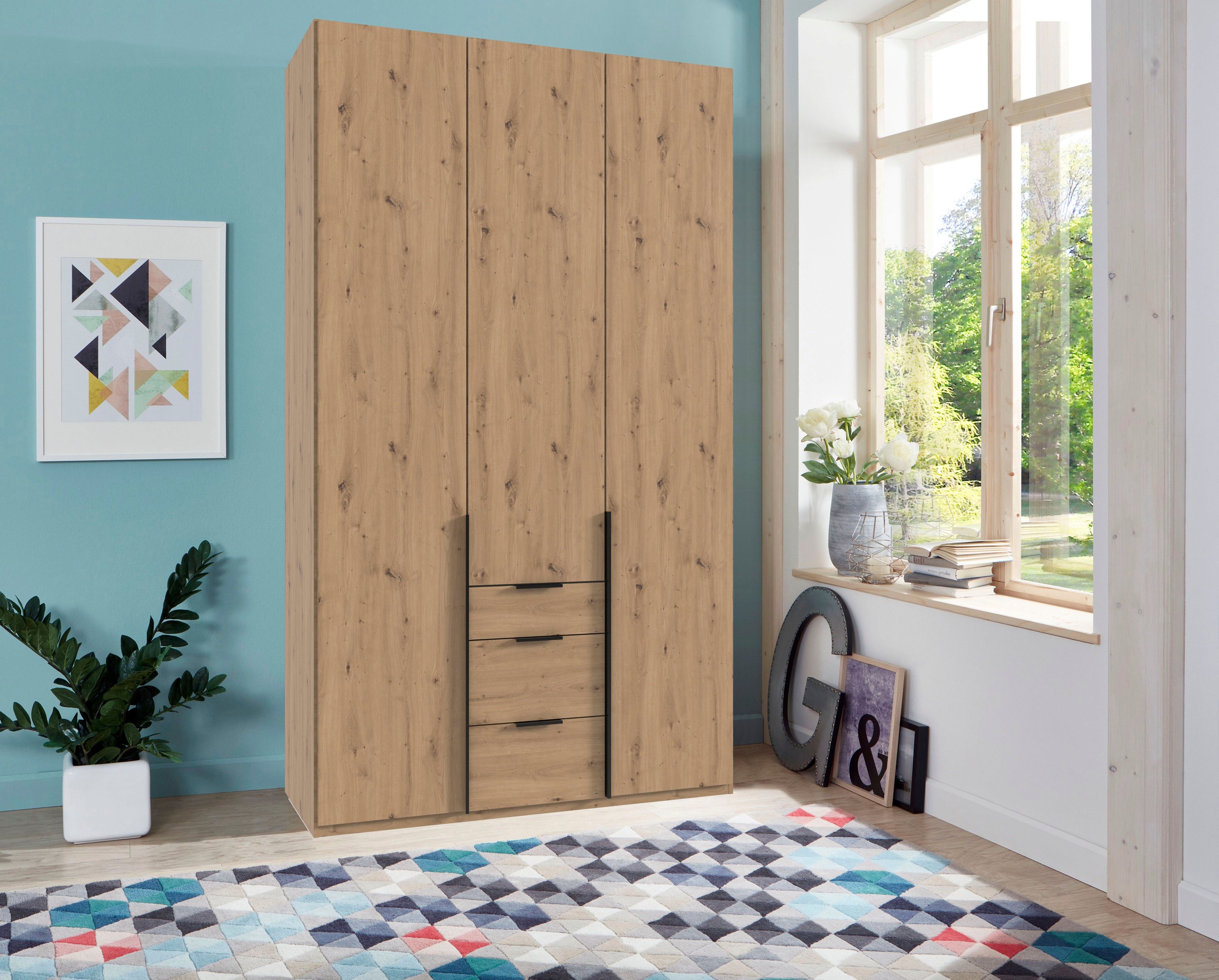 Wimex Drehtürenschrank "Mugano" mit langen oder kurzen Griffen aus Metall, günstig online kaufen