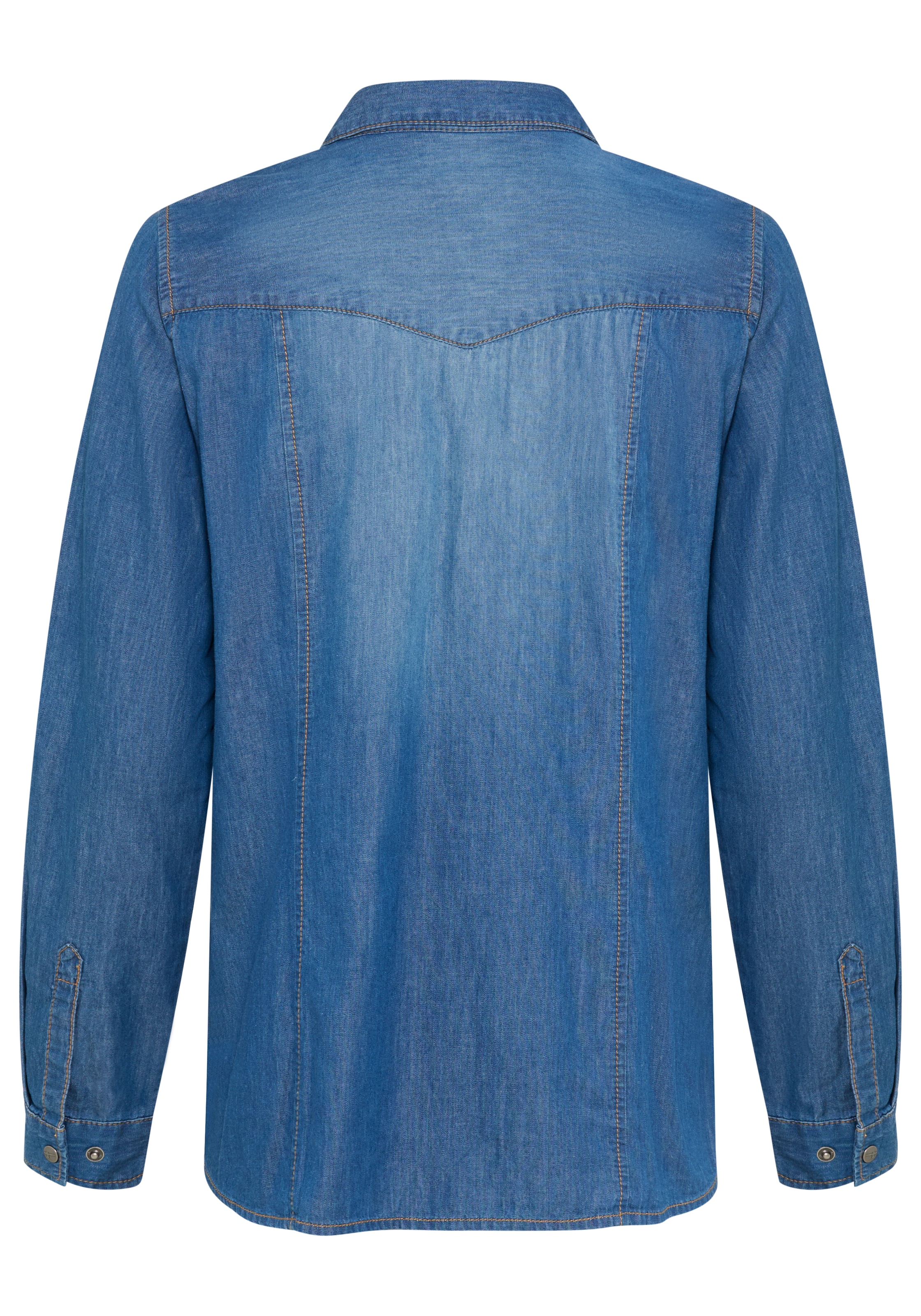 Tamaris Jeansbluse »mit praktischen Details, hohem Tragekomfort« mit Hemdblusenkragen, Regular Fit, unifarben