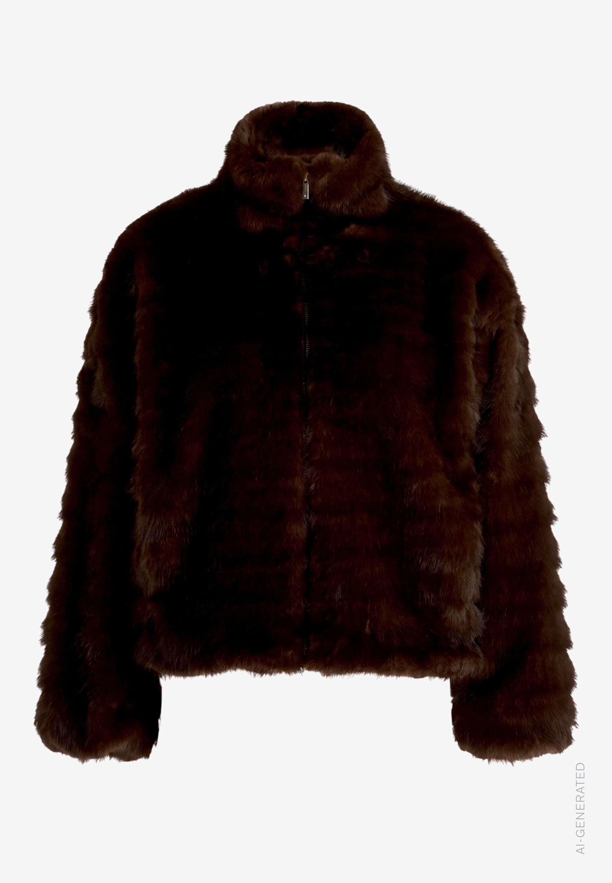 Zero Fellimitatjacke ohne Kapuze Kunstfell-Jacke mit Reißverschluss