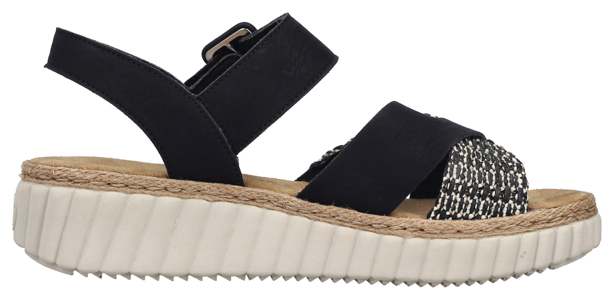 Rieker Sandale  Sommerschuh, Strandschuh, Urlaubsschuh mit Bastumrahmung
