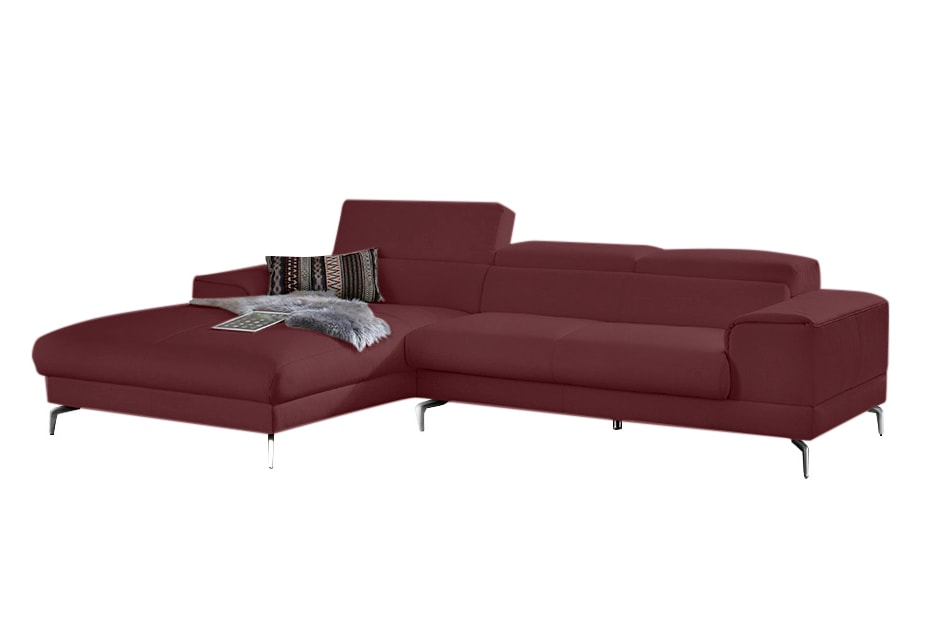 W.SCHILLIG Ecksofa »piedroo, Designsofa mit tollem Sitzkomfort, bequem und elegant, L-Form«, Kopfteilverstellung, wahlweise mit Sitztiefenverstellung, Breite 303cm