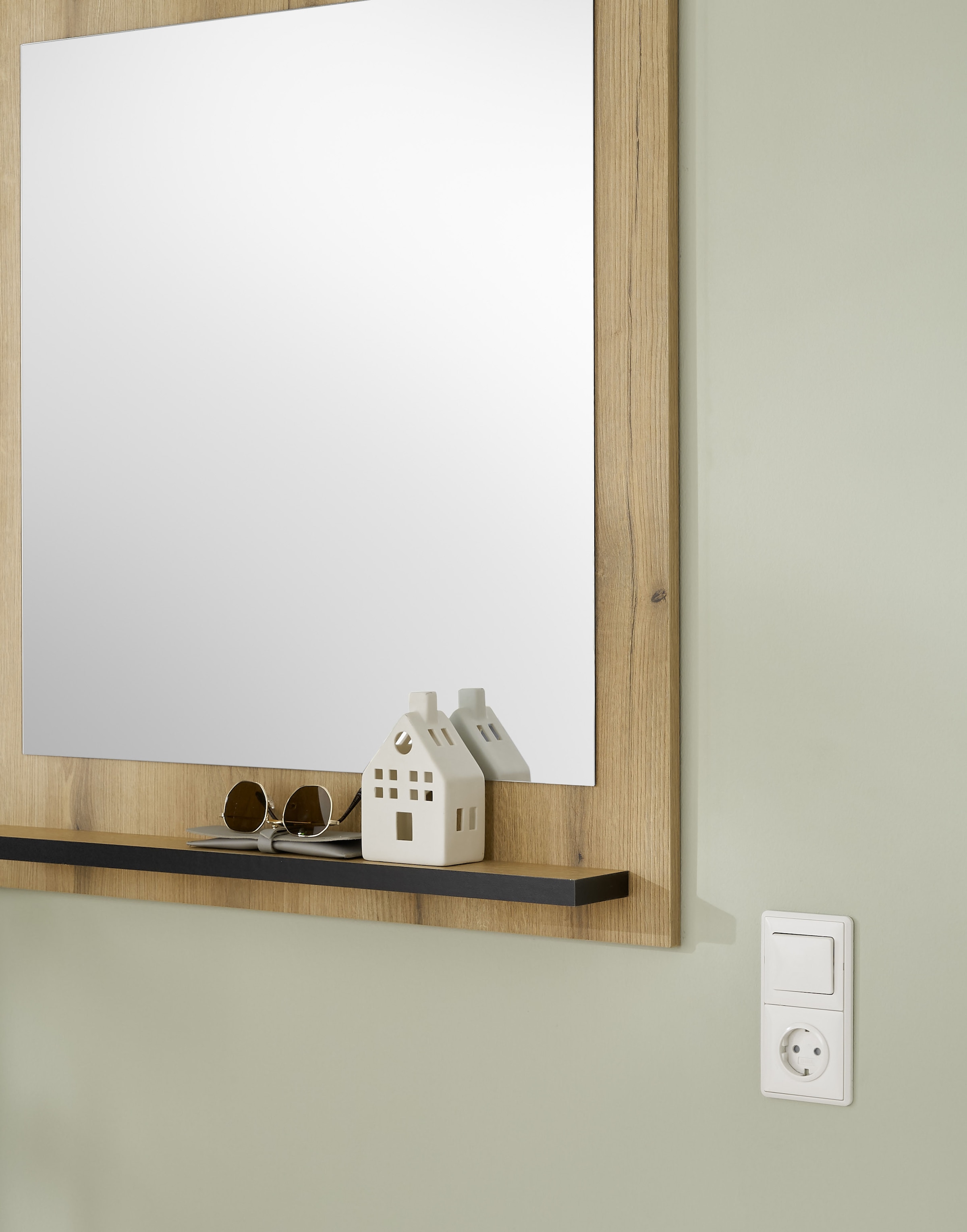 Home affaire Garderobenspiegel »Cantara, Spiegel in zwei Farben, modernes, zeitloses Design« universell einsetzbar, mit Ablagefläche, eckig, 79 cm breit