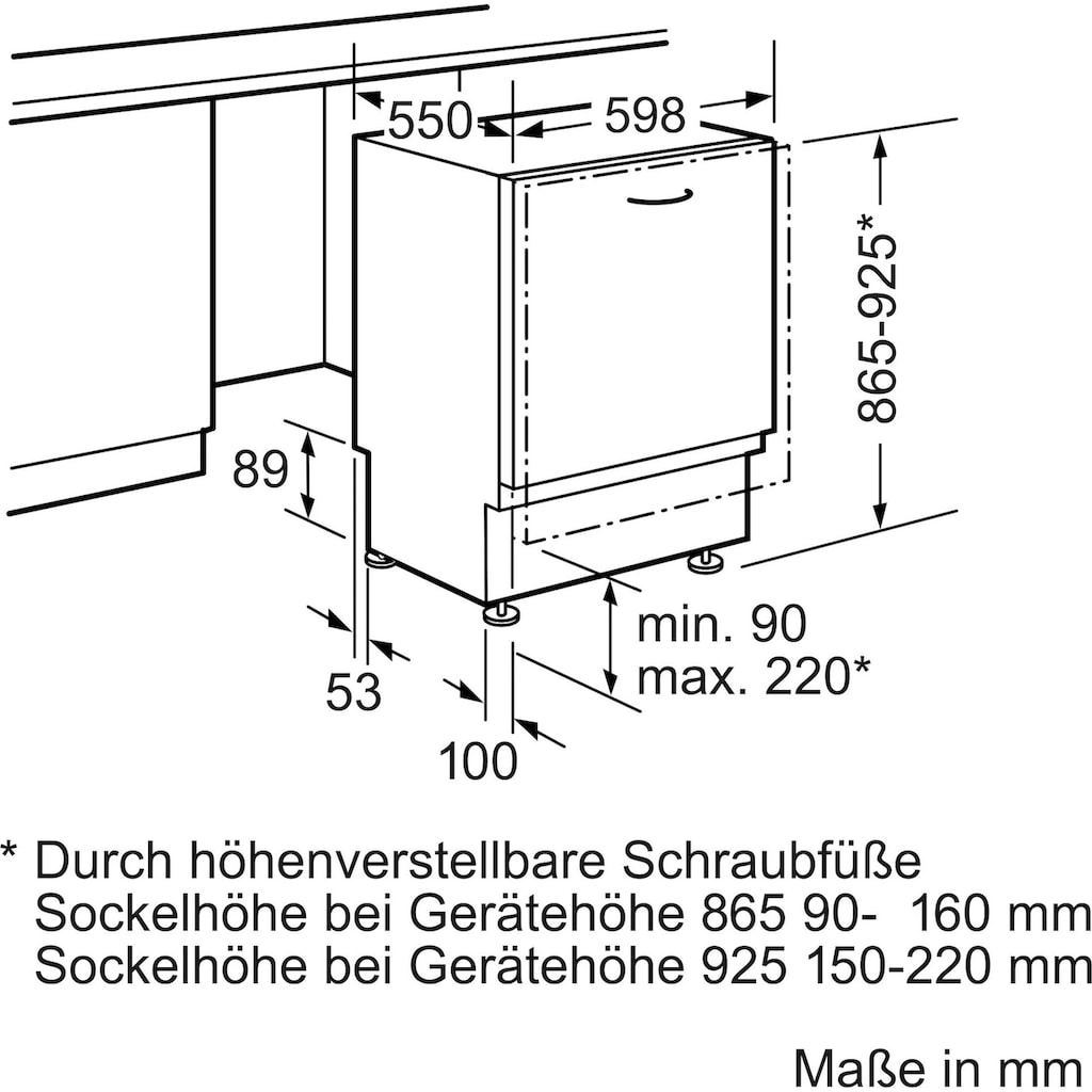 SIEMENS vollintegrierbarer Geschirrspüler »SX636X01GE«, iQ300, SX63HX36TE, 12 Maßgedecke