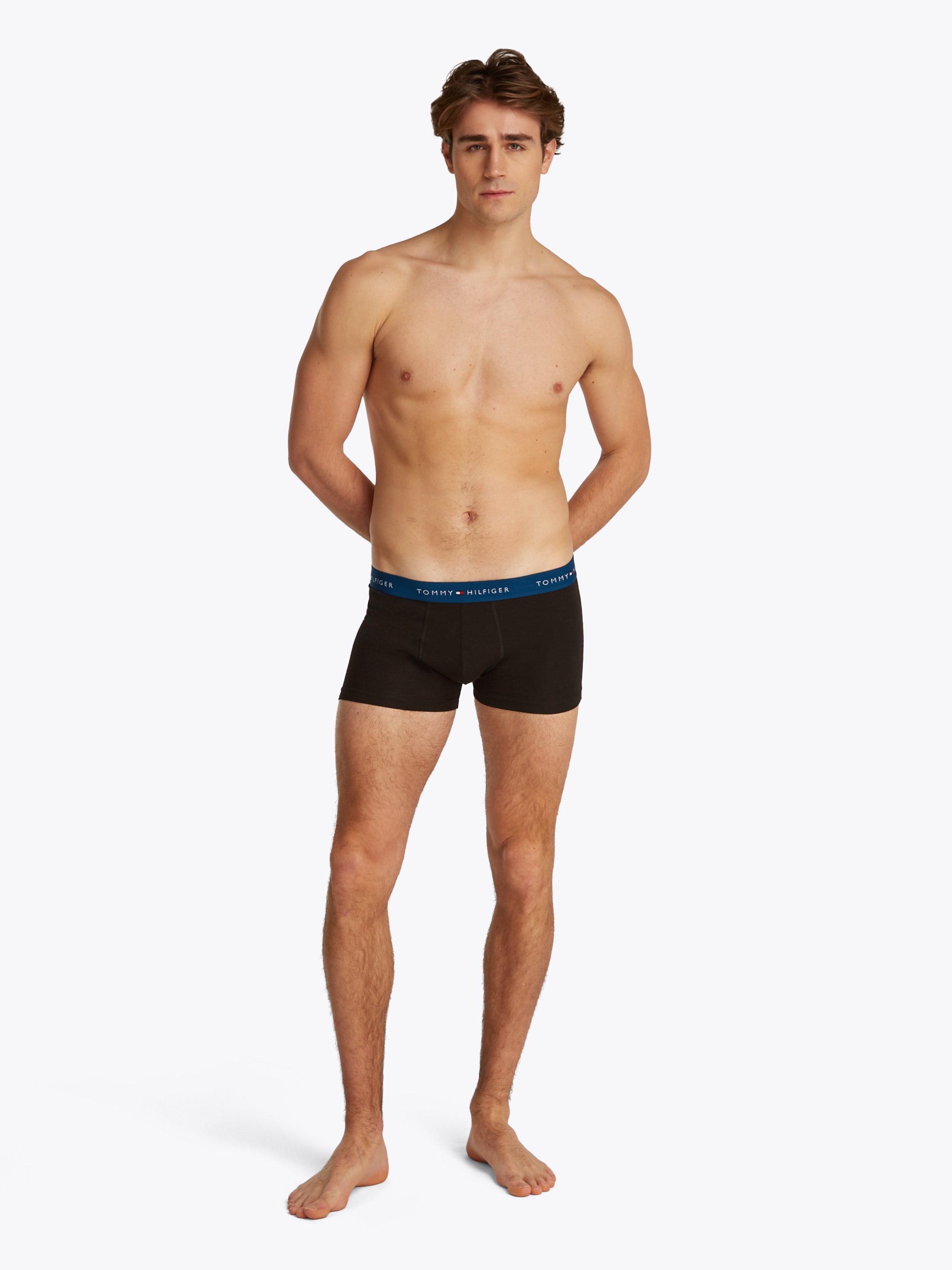 Tommy Hilfiger Underwear Boxer »TRUNK 3 PACK«, (3 St.), mit kontrastfarbenem Logobund