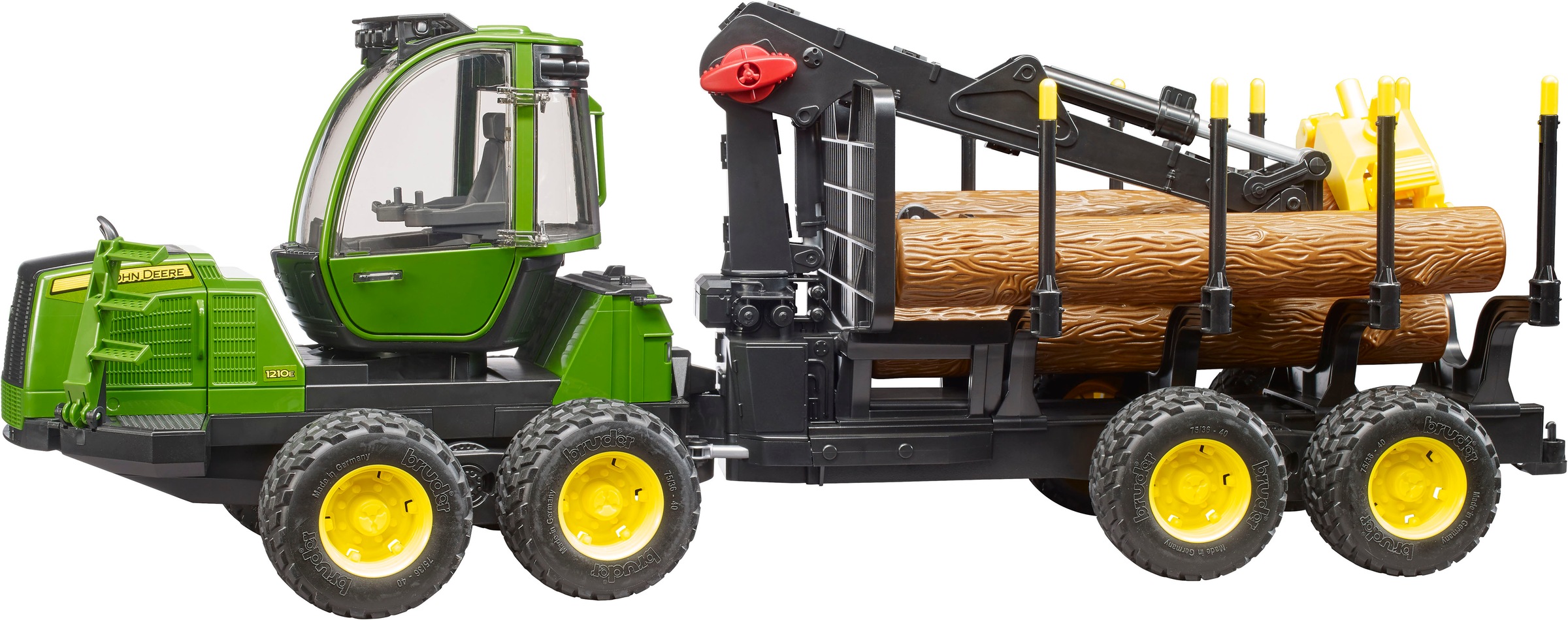 Bruder® Spielzeug-Traktor »John Deere 1210E Rückezug m.Holzgreifer/Baumstämme (02133)«, Made in Europe