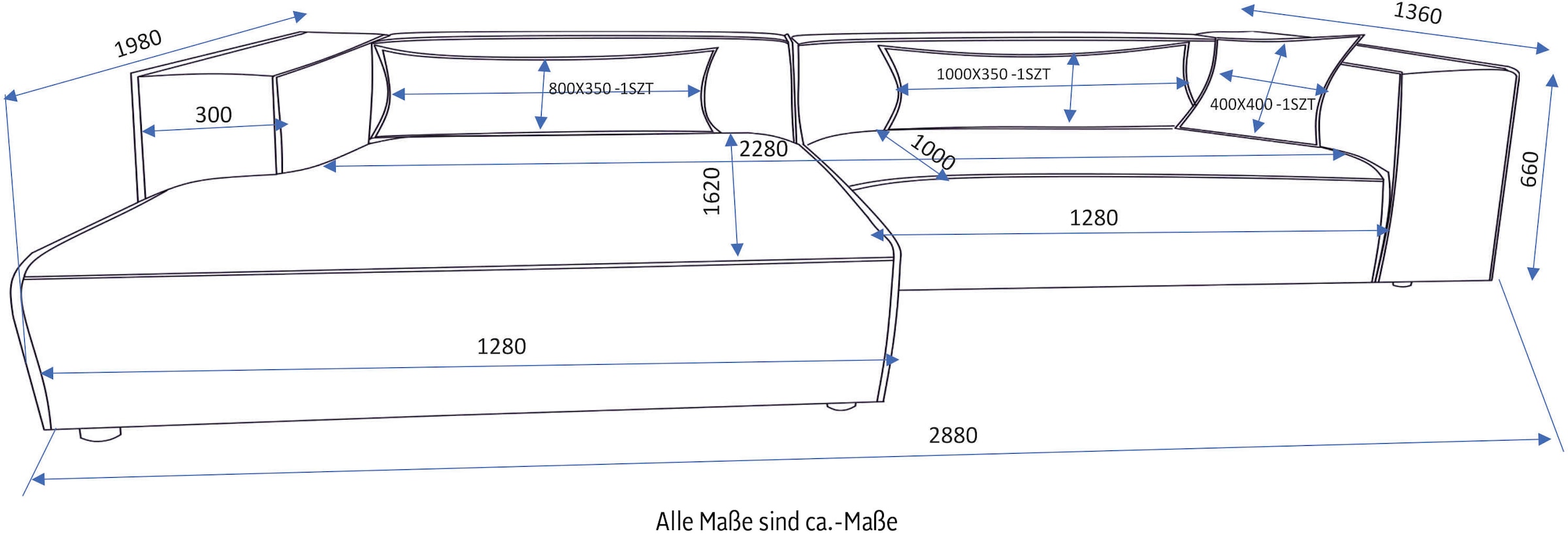 LeGer Home by Lena Gercke Ecksofa »PIARA XXL, besonders tiefe Sitzfläche, L-Form,«, Inklusive 2 Rückenkissen 80x35 cm und 1 Zierkissen 40x40 cm