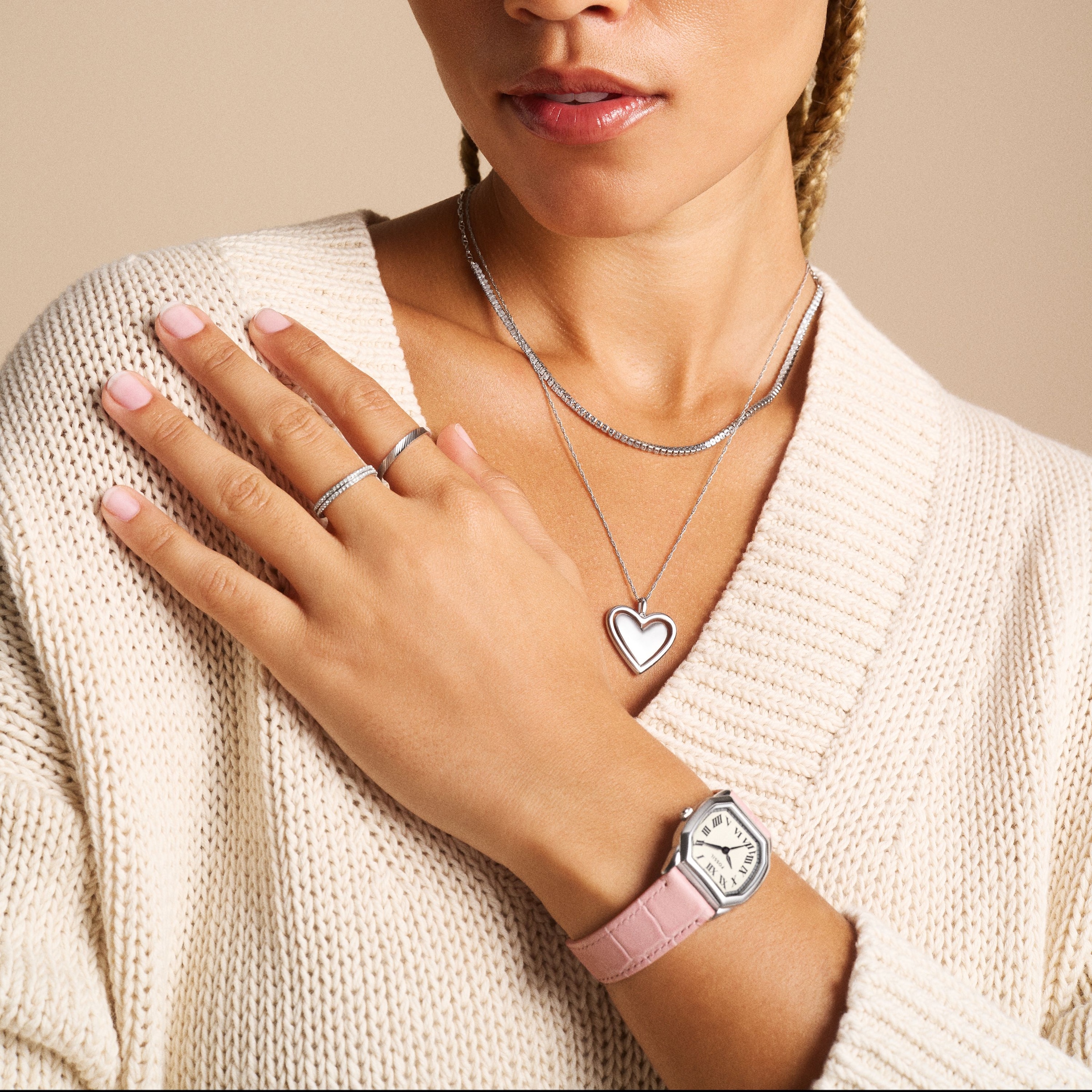 Fossil Kette mit Anhänger »Schmuck Geschenk Edelstahl JEWELRY Herz, JF04836040«