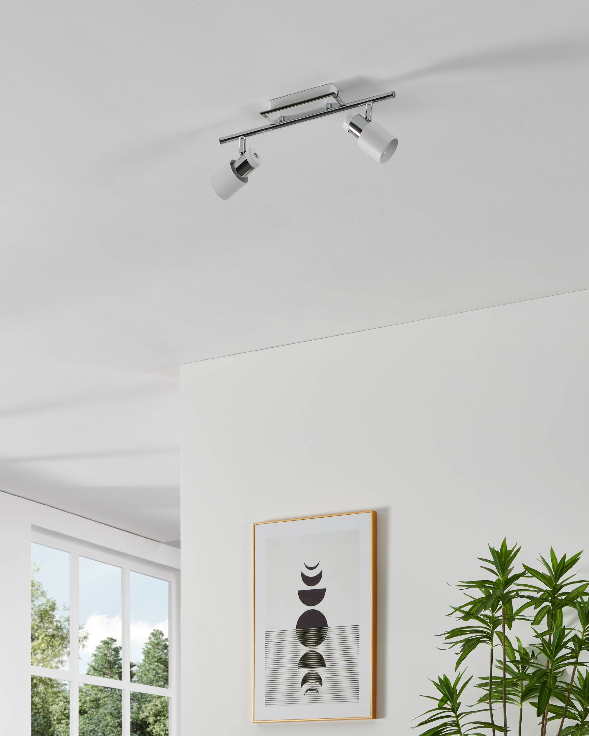 EGLO Deckenleuchte »Davida Deckenlampe, Deckenspot aus Metall, Wohnzimmerlampe, GU10« GU10 1 Stk. Spot - L39 x B7 cm - chrom, weiß - 2X4,6W inkl.