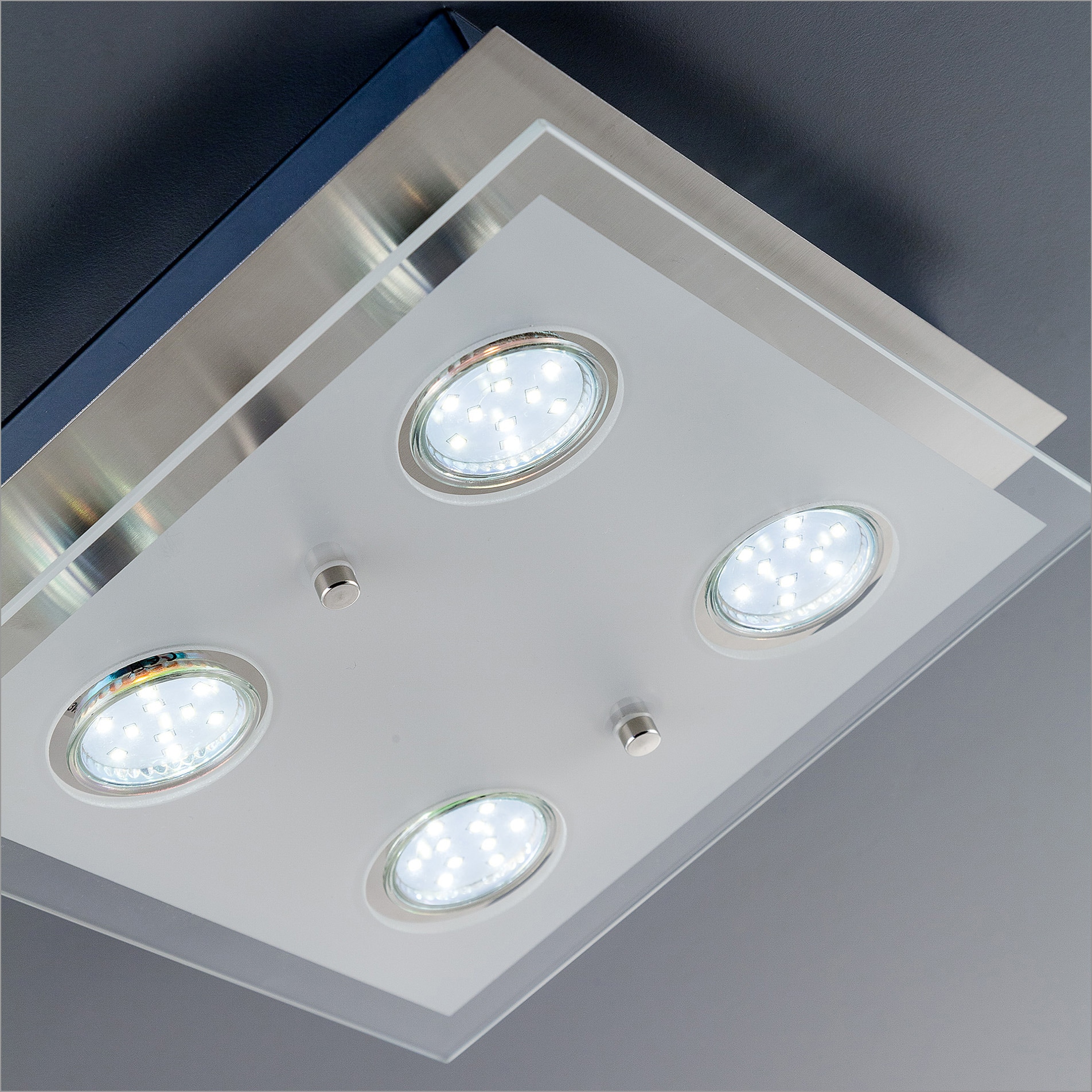 B.K.Licht LED Deckenleuchte »Dorado«, 4 flammig, Leuchtmittel GU10 | LED wechselbar, LED Deckenlampe, eckig, Spot, Schlaf-, Wohnzimmer, inkl. 3W