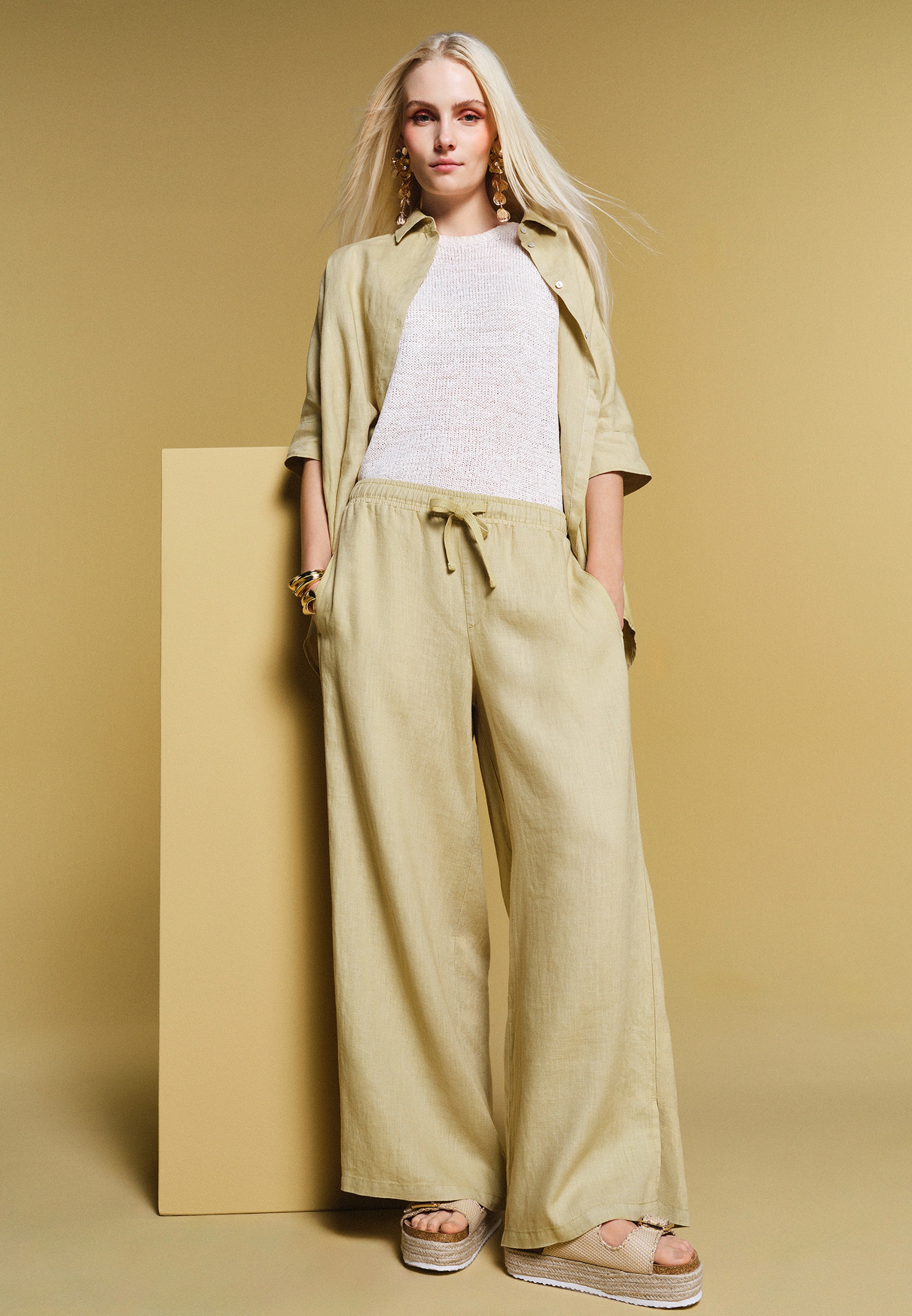 Pantalon en Lin Femme CARTOON Vert 36 3
