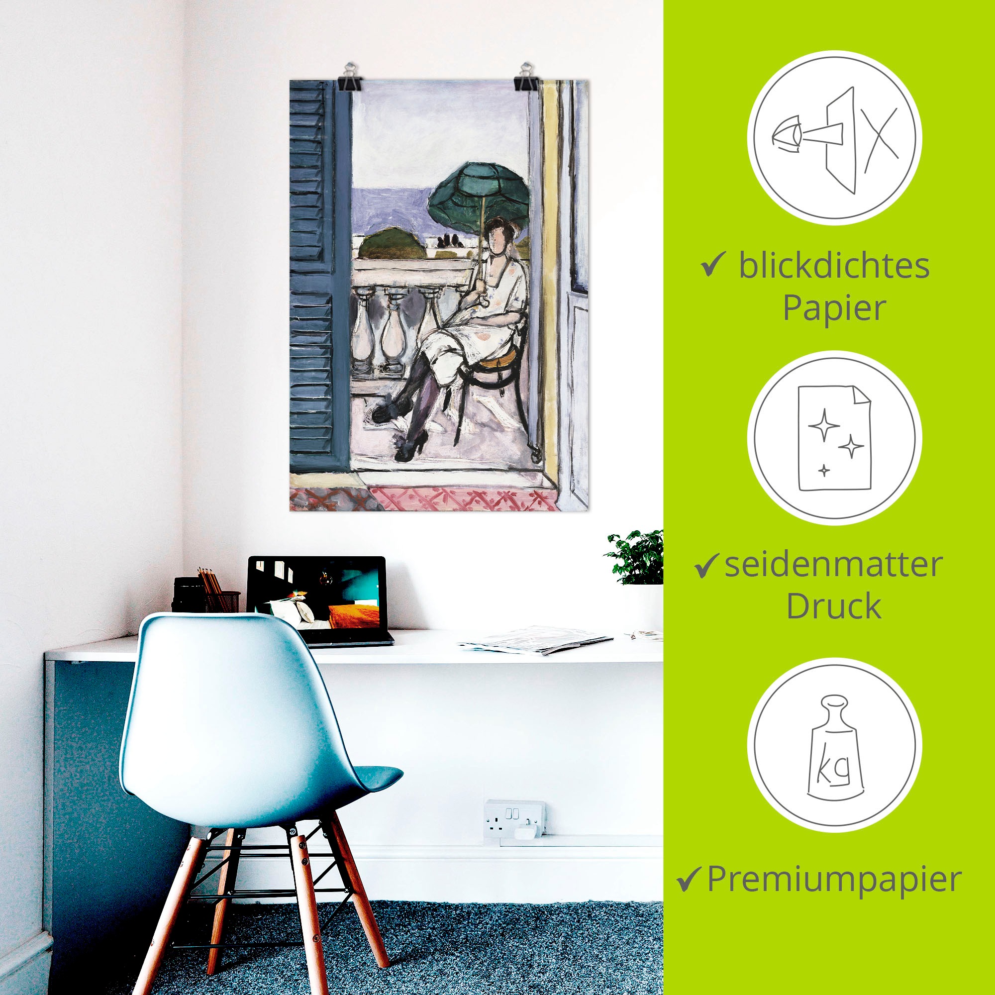 Artland Wandbild »Frau auf einem Balkon. 1919-20« Bilder von Frauen 1 Stk. tlg. als Alubild, Leinwandbild, Poster, Wandaufkleber in verschied. Größen