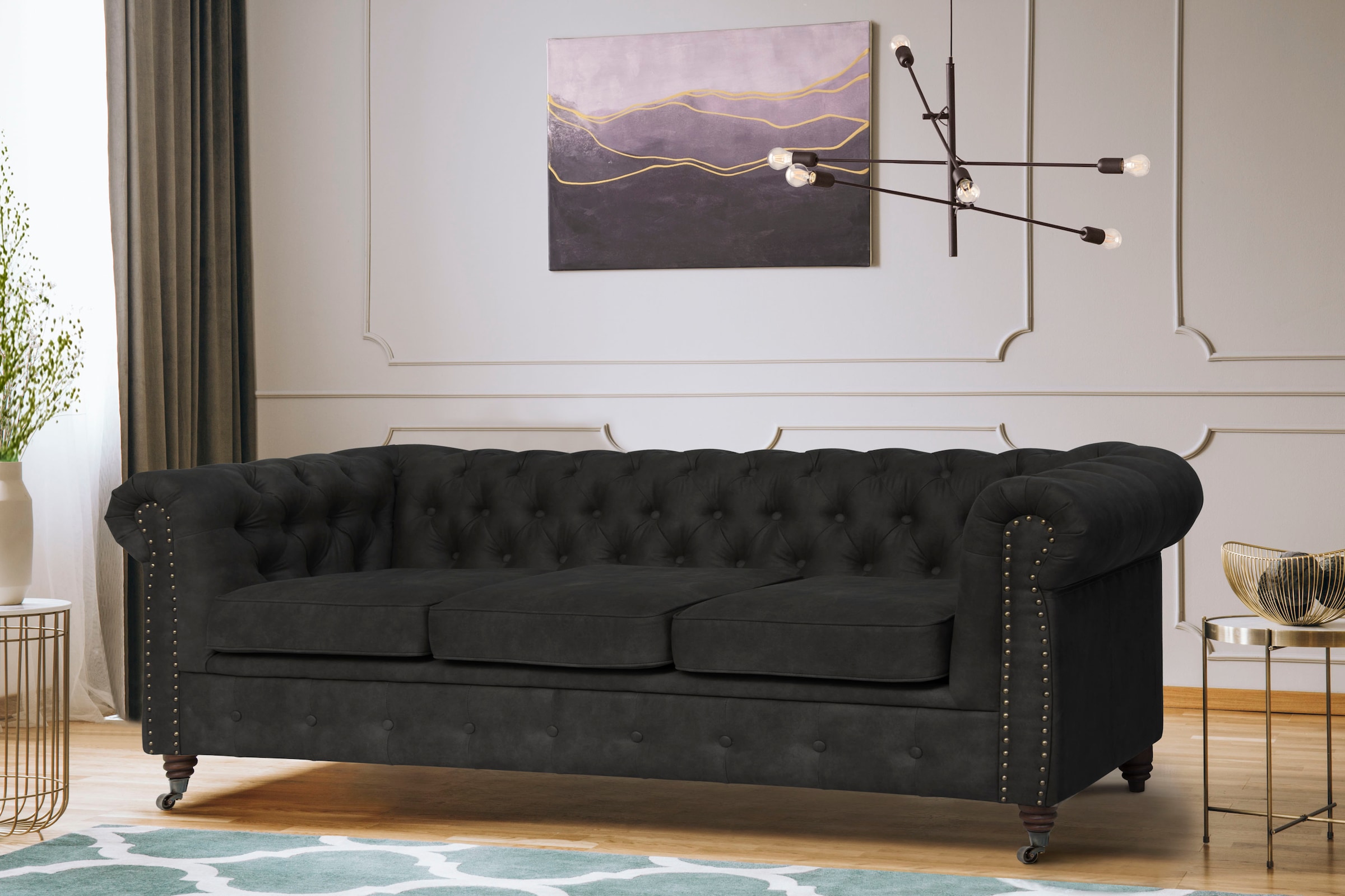 Home affaire Chesterfield-Sofa »Aarburg«, aufwändige Knopfheftung und Ziernägel im Chesterfield-Design