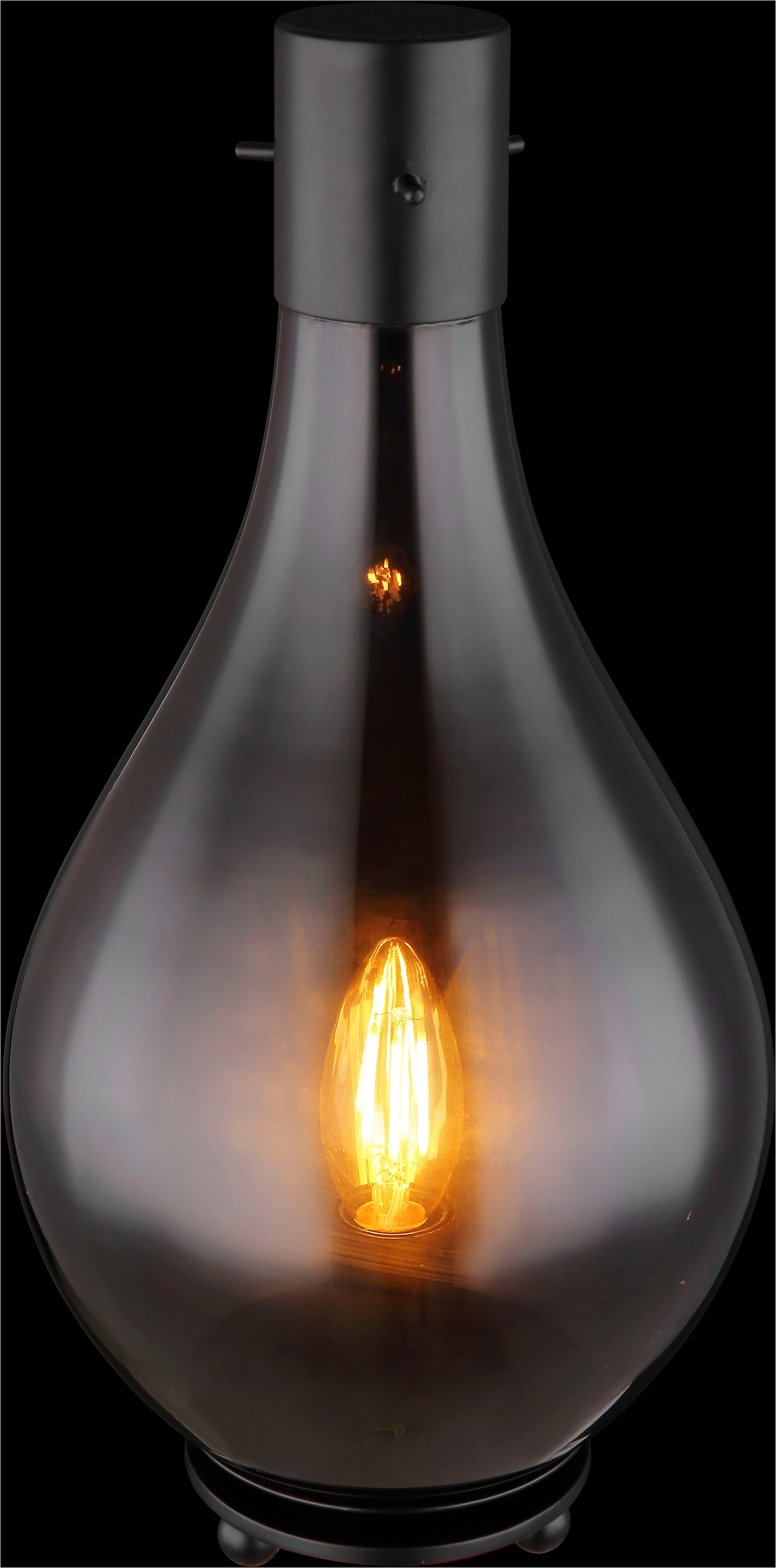 GLOBO LIGHTING Tischleuchte »OSKUS« E14 1 Stk. Tischlampe Glas rauchfarben schwarz Schlafzimmer Flur