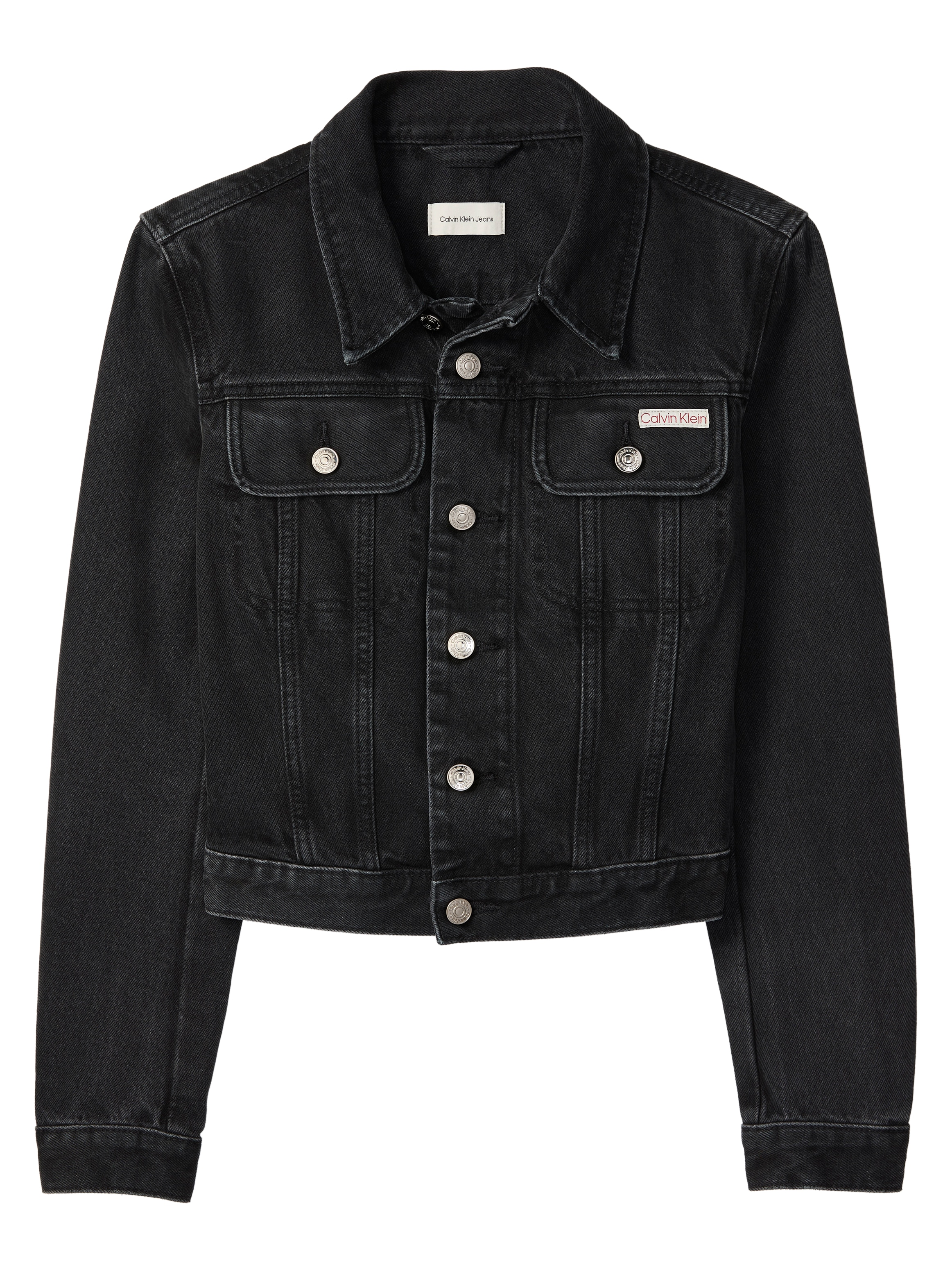 Calvin Klein Jeans Jeansjacke »CROP 90S« ohne Kapuze schmale, kurze Passform, used-washed