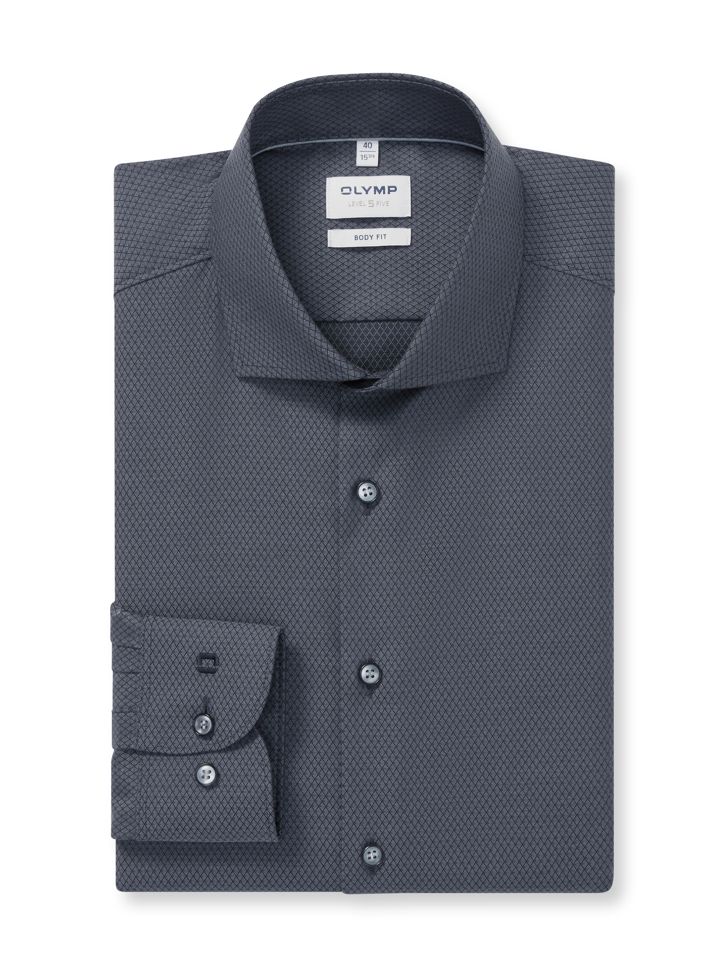 OLYMP Langarmhemd »Level 5« Businesshemd, body fit, Royal-Kentkragen, unifarben