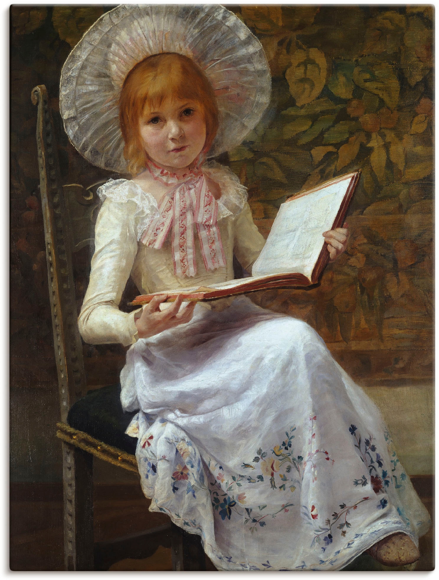 Artland Leinwandbild "Tochter Ida mit Bilderbuch.", Kind, (1 St.), auf Keilrahmen gespannt