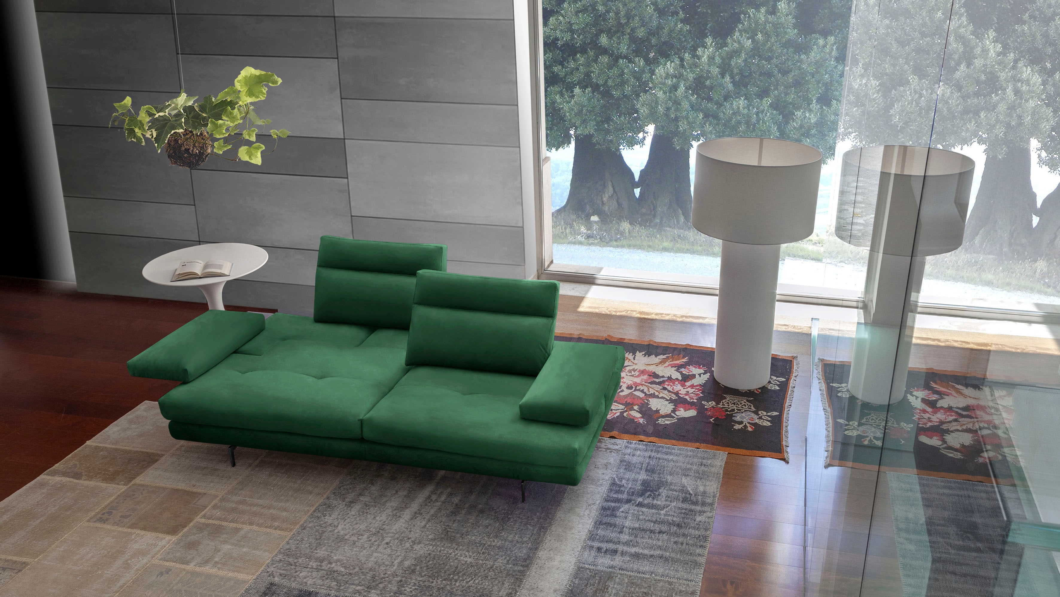 CALIA ITALIA 3,5-Sitzer "Toby Wing, 228 cm breit, italienisches Designsofa, Megasofa" inkl. Sitztiefenverstellung und Armteilfunktion, Füße in Schwarz matt