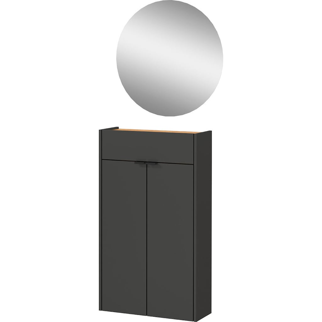 GERMANIA Garderoben-Set »Ameca«, (Set, 2 St.), Mehrzweckschrank und Spiegel, geringe Tiefe, ideal für schmale Flure