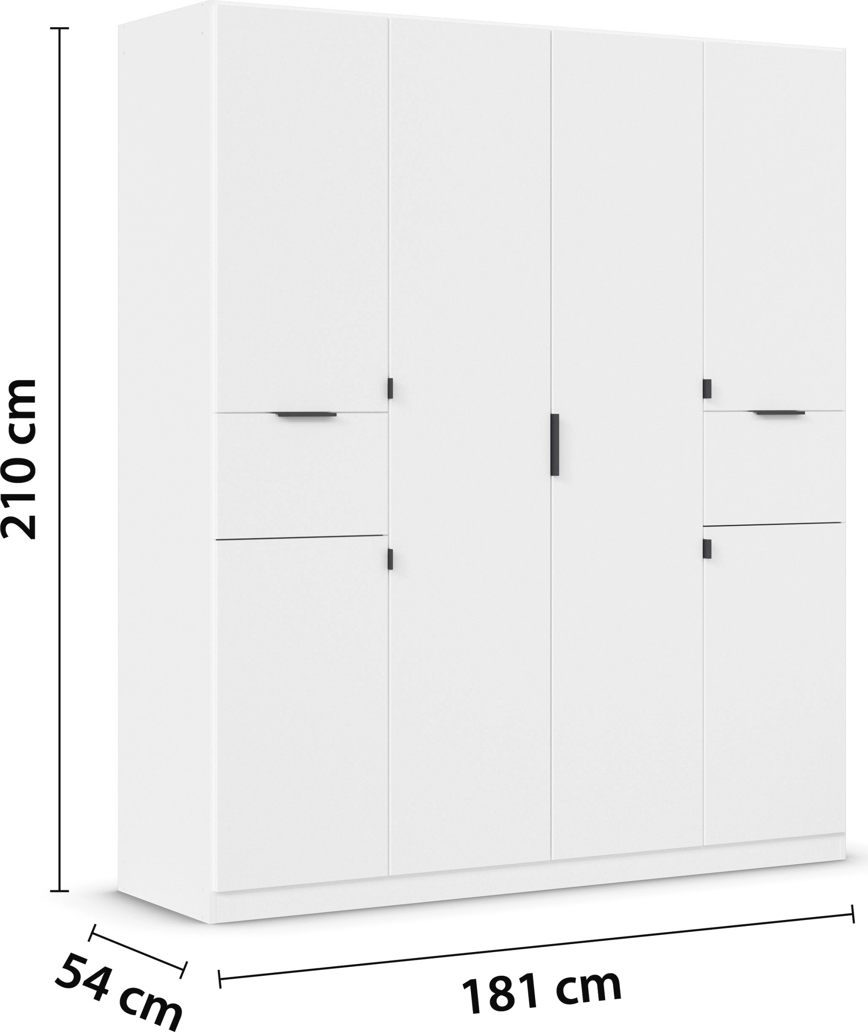 rauch Drehtürenschrank »Kleiderschrank Schrank Garderobe Wäscheschrank TICAO«, (Schubladen in der Höhe variabel positionierbar), mit 2 geräumigen Schubladen, viel Stauraum MADE IN GERMANY