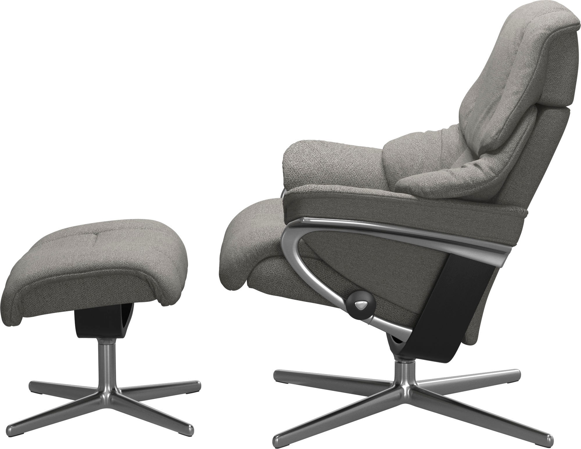 Stressless® Relaxsessel »Reno«, (Set, Relaxsessel mit Hocker), mit Hocker, mit Cross Base, Größe S, M & L, Holzakzent Schwarz