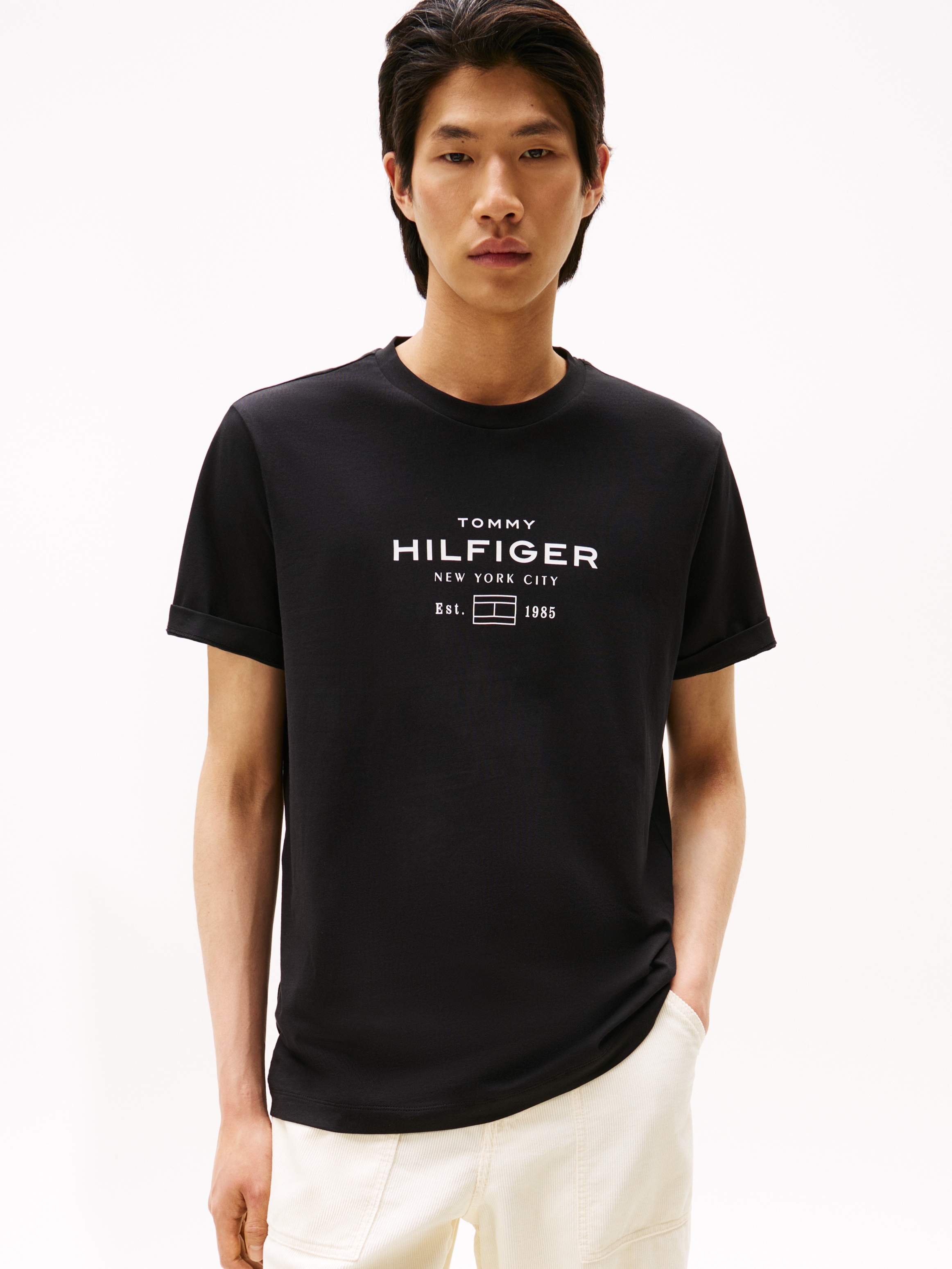 Tommy Hilfiger T-Shirt "HILFIGER STACK GRAPHIC TEE", Regular fit mit Rundha günstig online kaufen