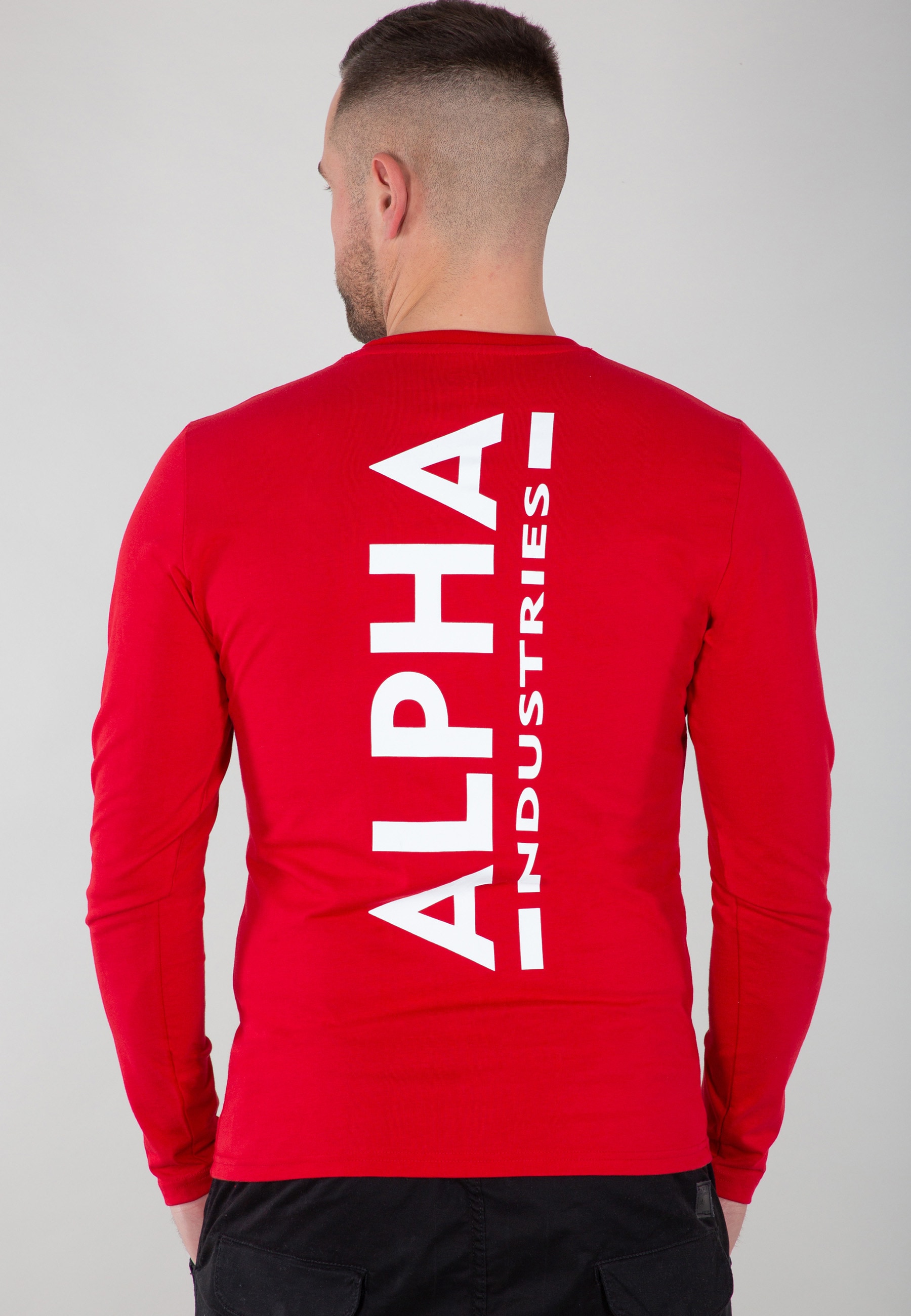 Alpha Industries bestellen Print BAUR Industries Back - »Alpha Men LS« | ▷ Longsleeves Longsleeve Heavy