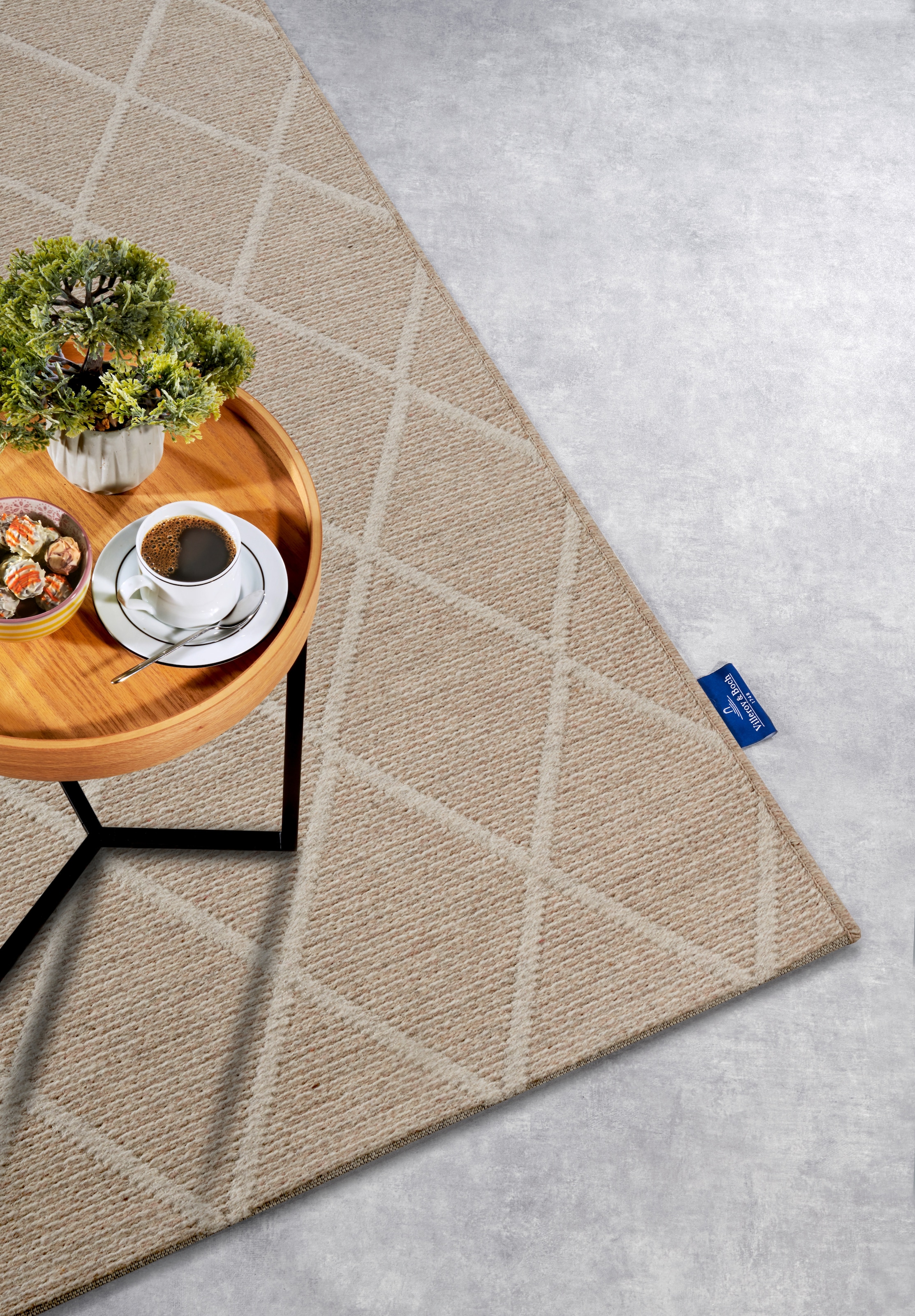 Villeroy & Boch Wollteppich »Maria«, rechteckig, 5 mm Höhe, Schurwolle, Wolle, Natur, Wohnzimmer, Schlafzimmer, Boho, Skandi